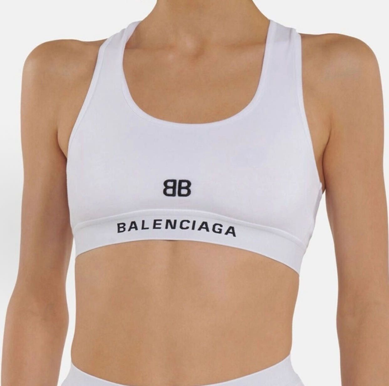 Balenciaga Balenciaga White Logo Print Sports Bra K26WX Size S / US 4 / IT 40 - 6 Thumbnail