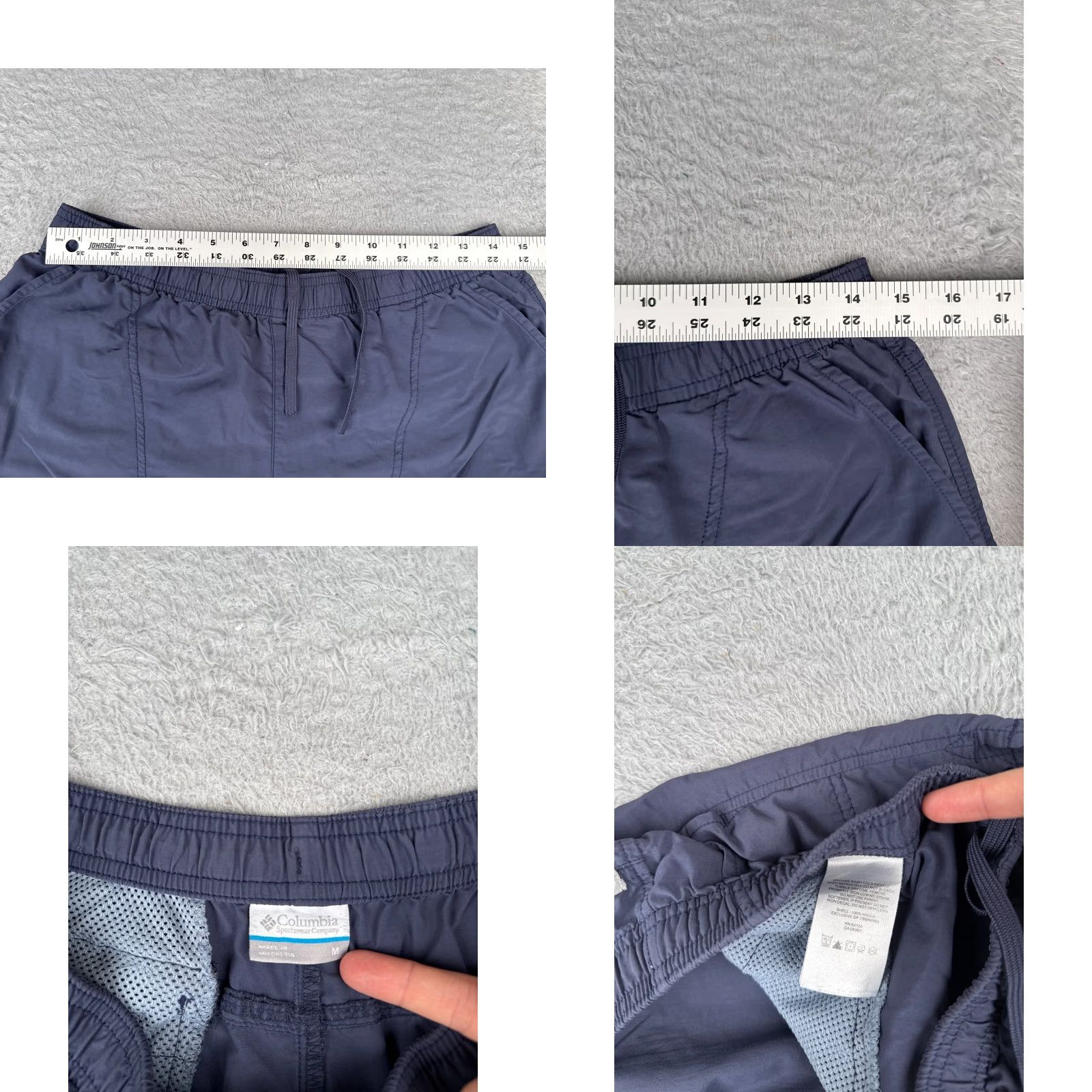 Vintage Columbia Shorts Women Medium Blue Elastic Waist 100% Nylon Gym Run Sports Size 32" / US 10 / IT 46 - 8 Thumbnail