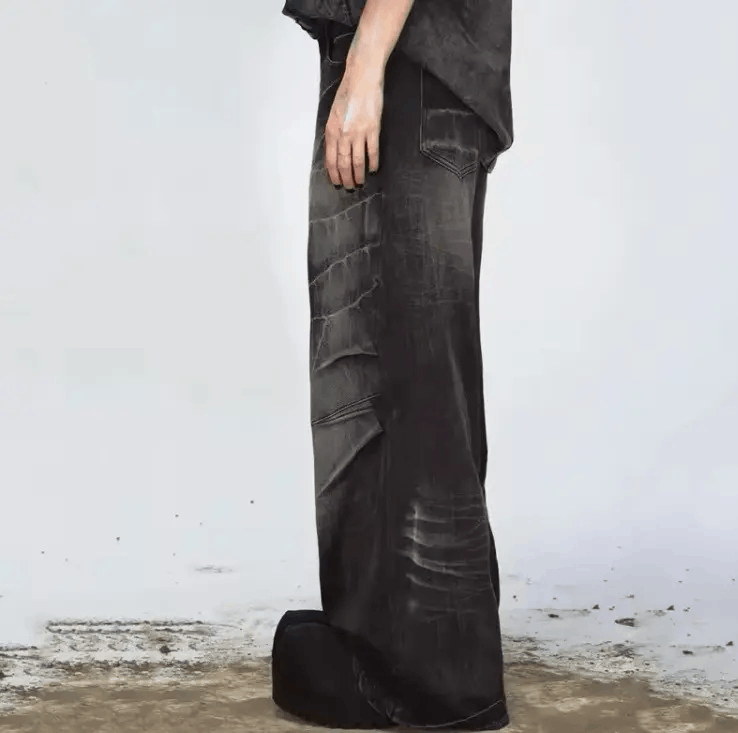 Jean Wash-faded distressed wide-leg jeans Size US 32 / EU 48 - 4 Thumbnail
