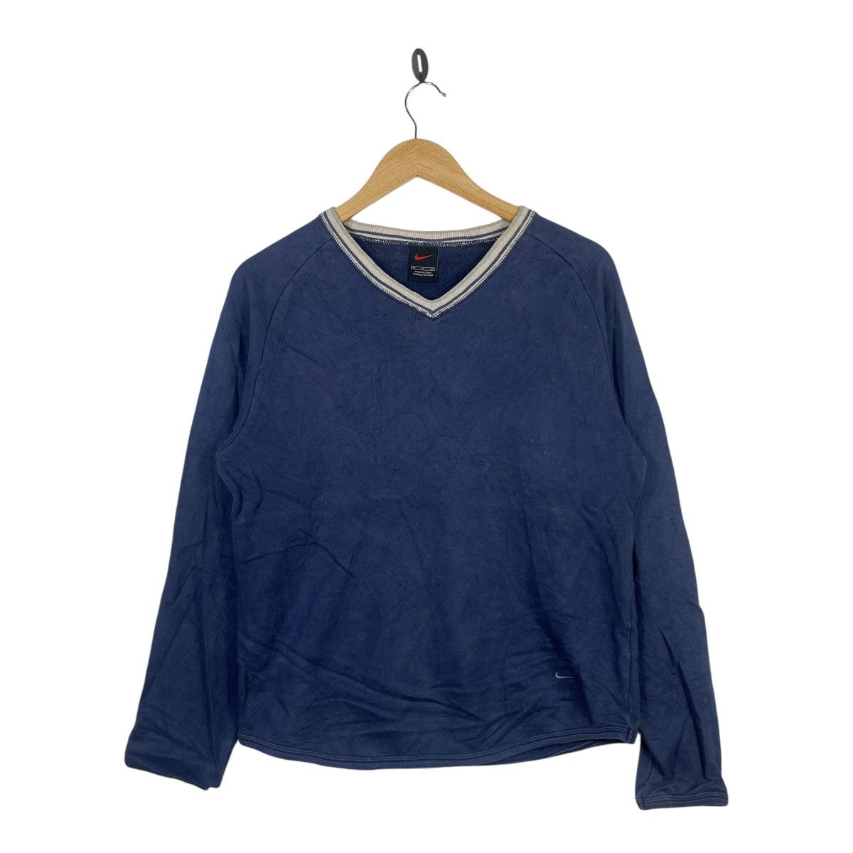Nike Vintage Nike Mini Swoosh V Neck Sweatshirt Navy Pullover Y2K Size US M / EU 48-50 / 2 - 1 Thumbnail