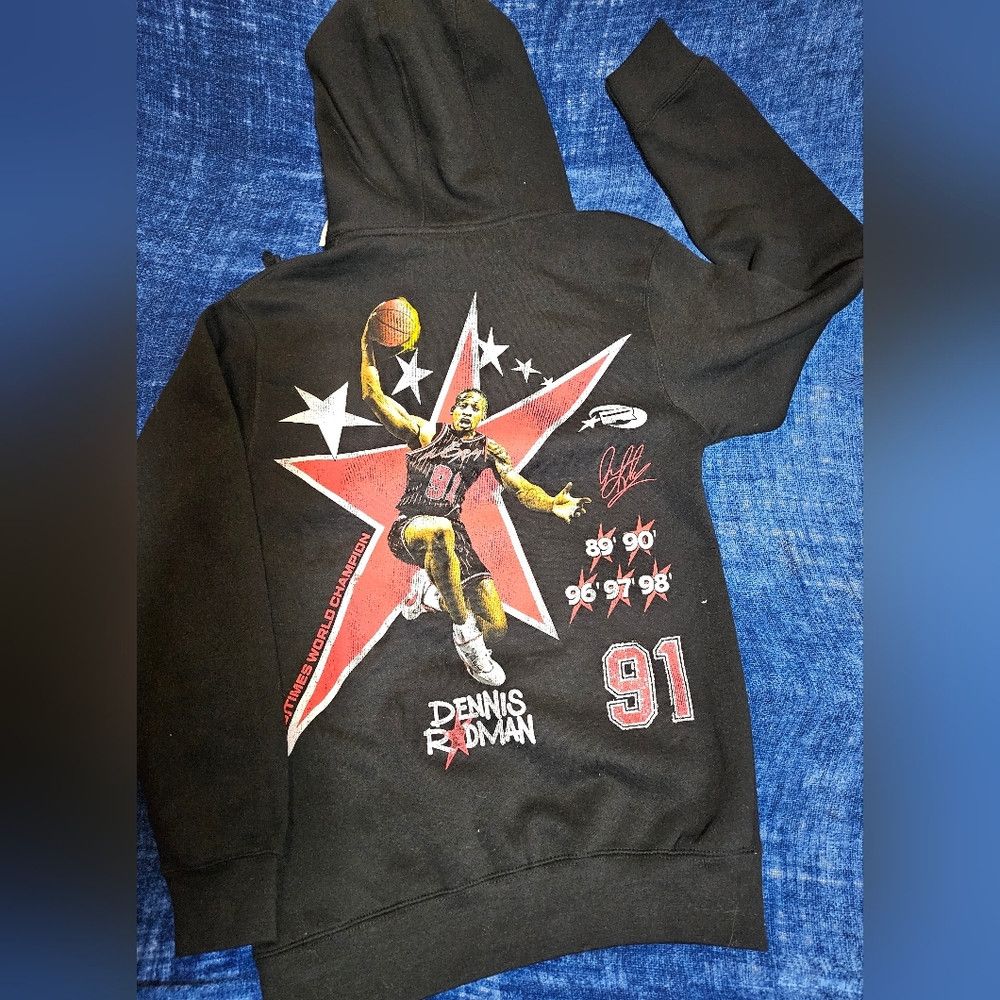 NBA NEW Dennis Rodman Black Hoodie Sweater Men Small Chicago Bu Size US S / EU 44-46 / 1 - 3 Thumbnail