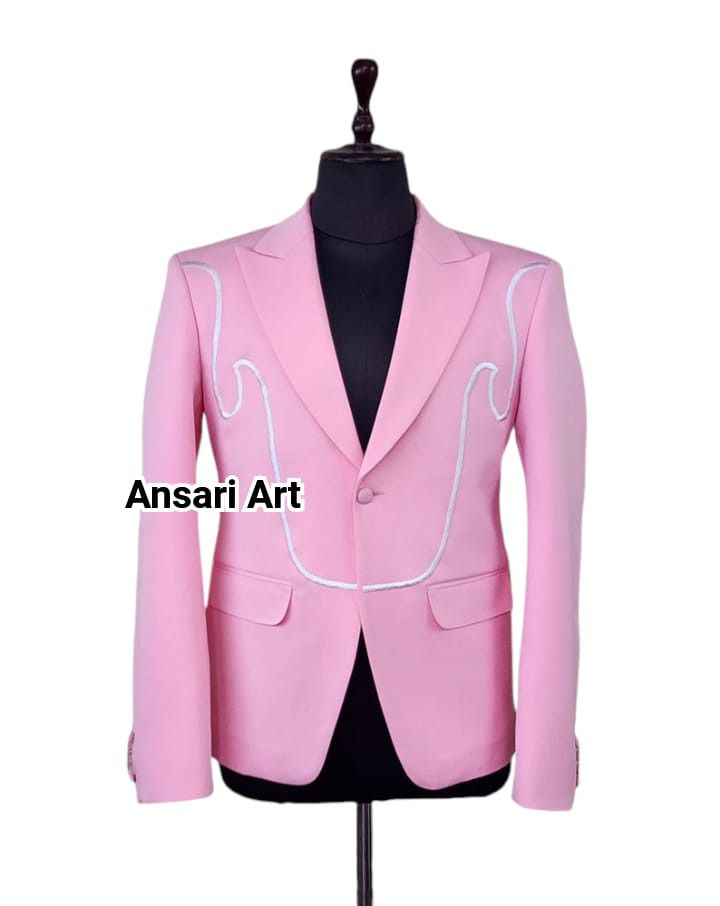 Other Men 2PC Customized Piping Embroidery cocktail prom outfit Size 44R - 2 Thumbnail