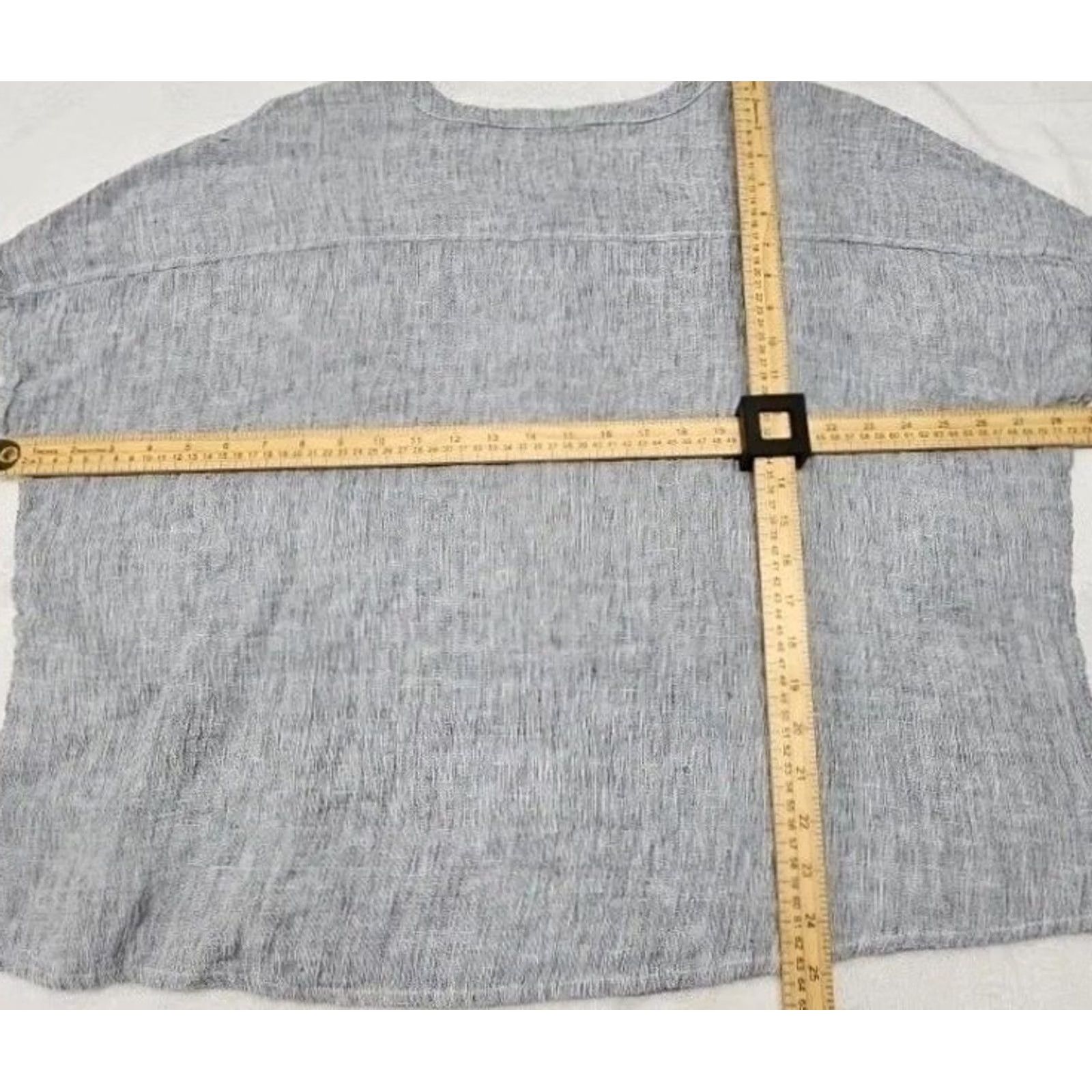 Vintage Tahari 100% Linen Boxy Top Women’s Medium Gray Short Sleeve Relaxed Fit Blouse Size M / US 6-8 / IT 42-44 - 8 Thumbnail
