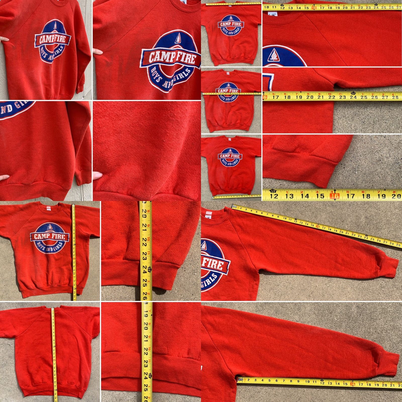 Fruit Of The Loom VINTAGE Fruit of the Loom Camp Fire Raglan Sweatshirt Boys And Girls XL Made In USA Red Unisex Graphic Sweatshirt 50/50 Size US XL / EU 56 / 4 - 8 Thumbnail