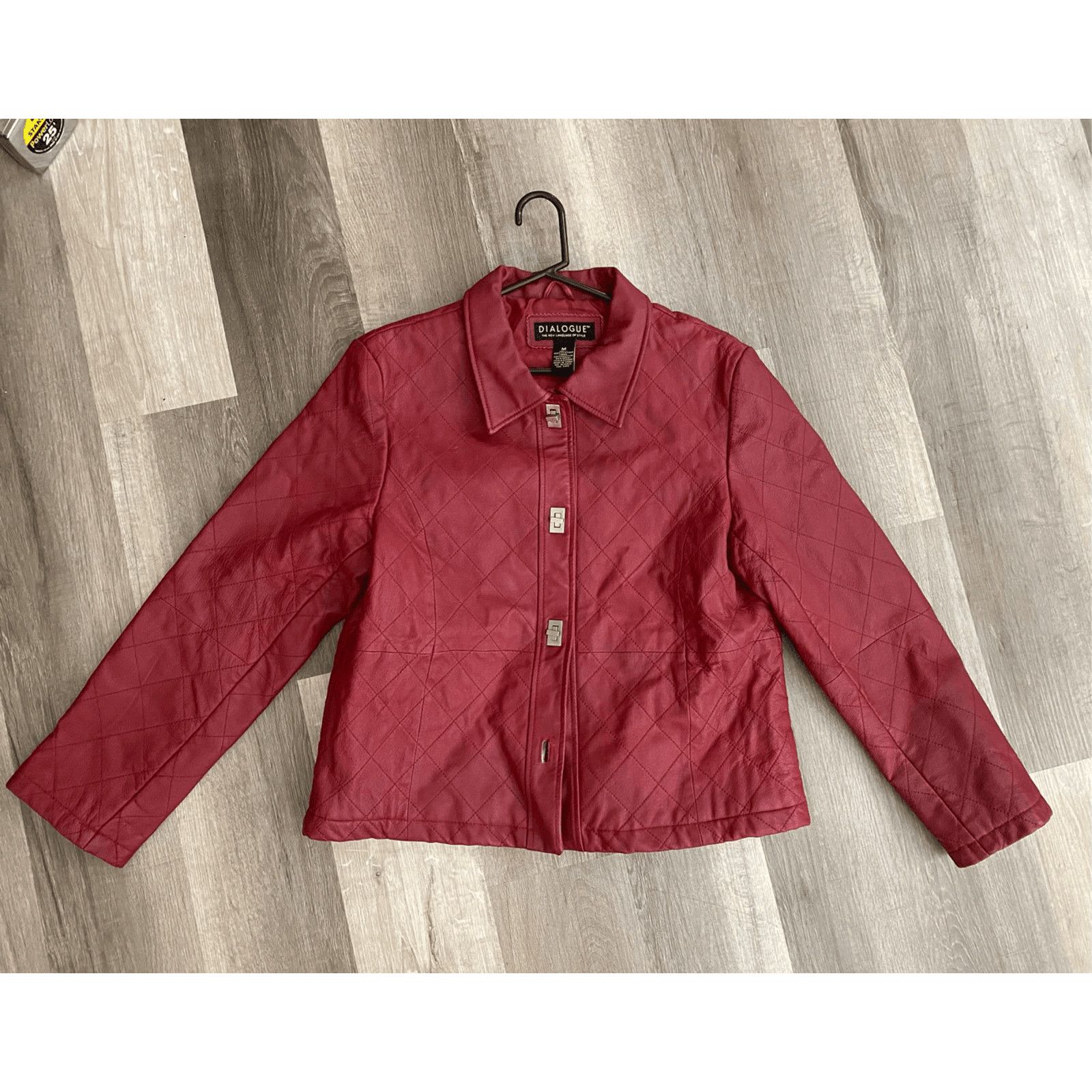 Nordstrom Dialogue Red Quilted Leather Jacket Toggle Button, Sz Medium Size M / US 6-8 / IT 42-44 - 1 Thumbnail