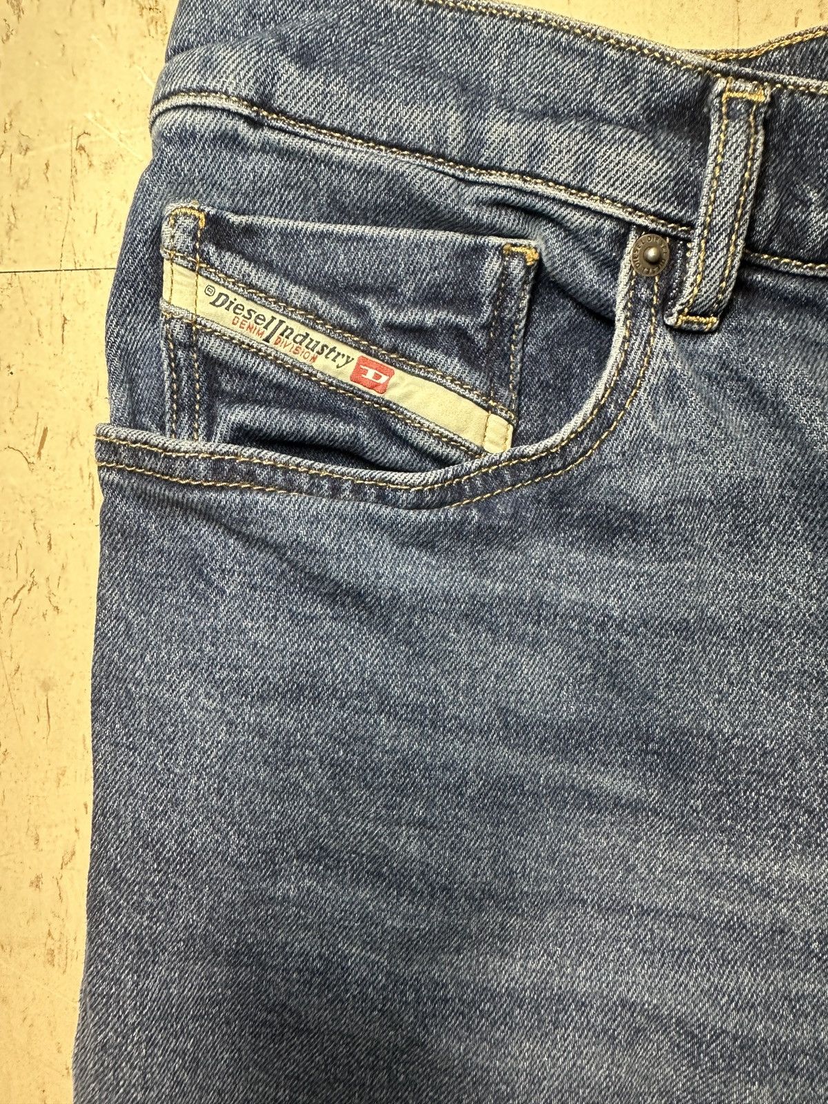 Diesel Skinny Blue Denim Jeans Button Logo Pockets Men