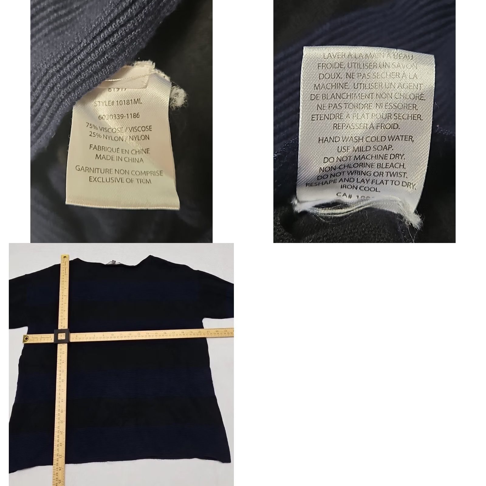 Vintage Melanie Lyne Knit Pullover Sweater XL Black Blue Striped Long Sleeve Lightweight Crew Neck Women Size XL / US 12-14 / IT 48-50 - 8 Thumbnail