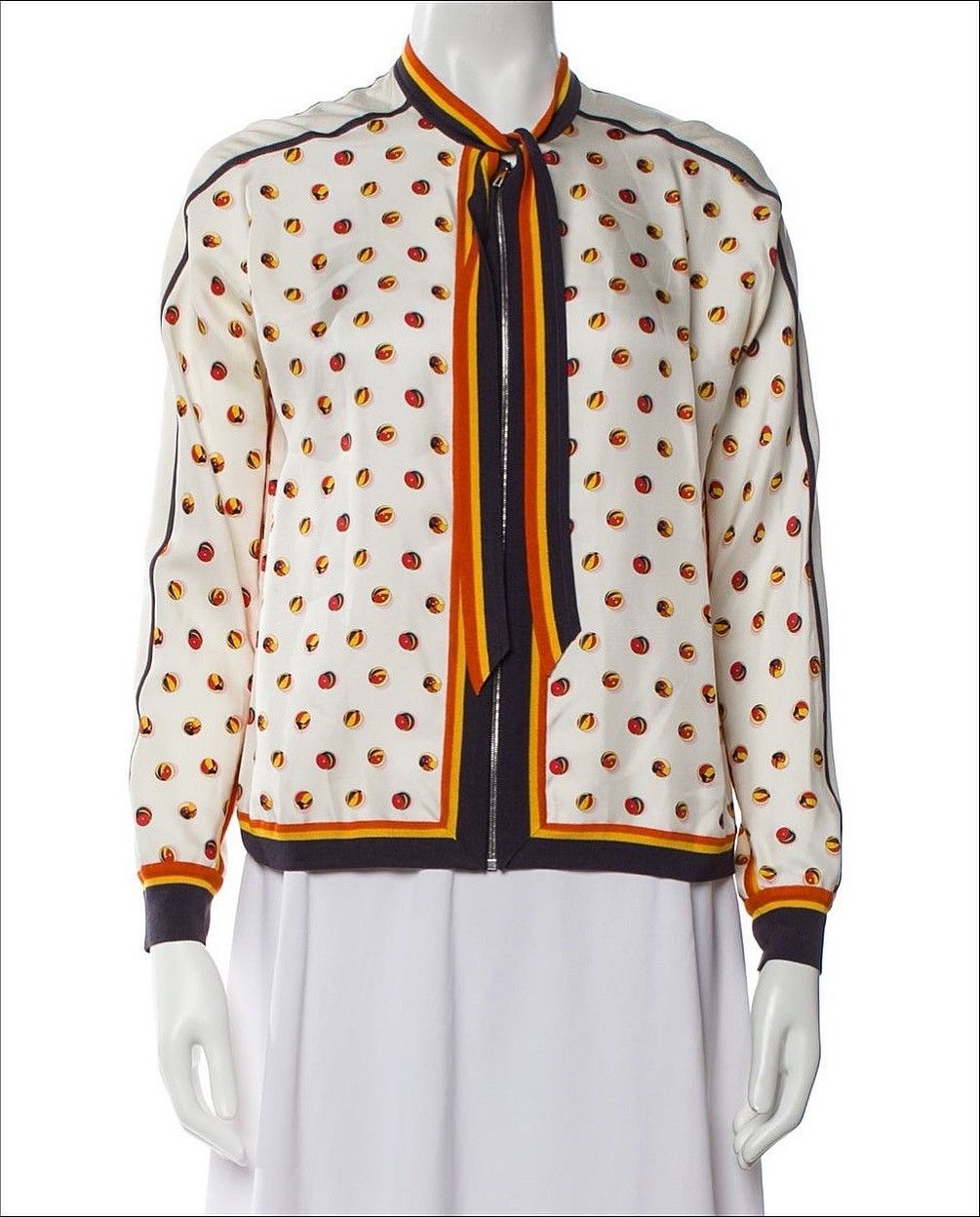 Hermes 1990S HERMÈS PARIS PRINTED SILK BOMBER JACKET Size XS / US 0-2 / IT 36-38 - 2 Thumbnail