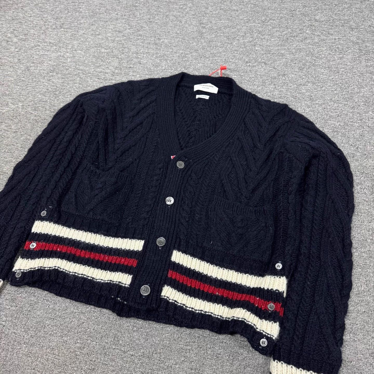 Thom Browne TB stripe wool cable knit cardigan 4 99 new Size XL / US 12-14 / IT 48-50 - 4 Thumbnail