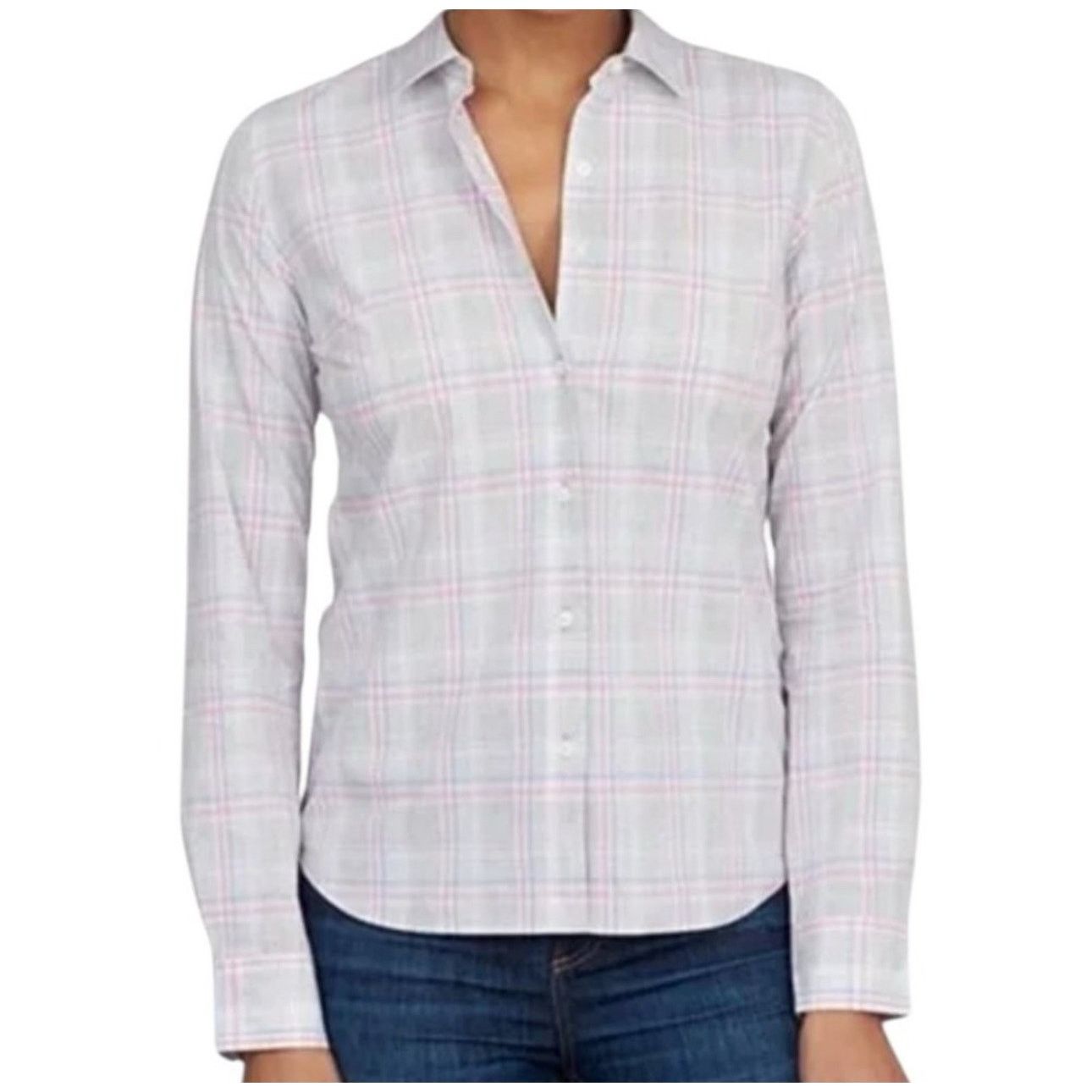 UNTUCKit UNTUCKIT Chasseles Plaid Shirt Cotton Gray Pink Size 10 Size S / US 4 / IT 40 - 1 Thumbnail