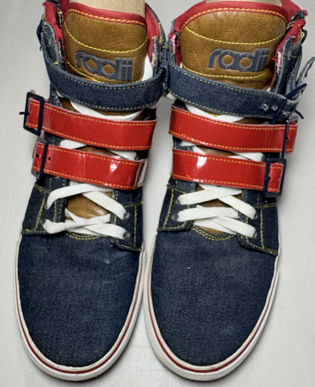 RADII Radii Straight Jacket High Top Sneakers Denim & Red Size US 9 / EU 42 - 2 Thumbnail