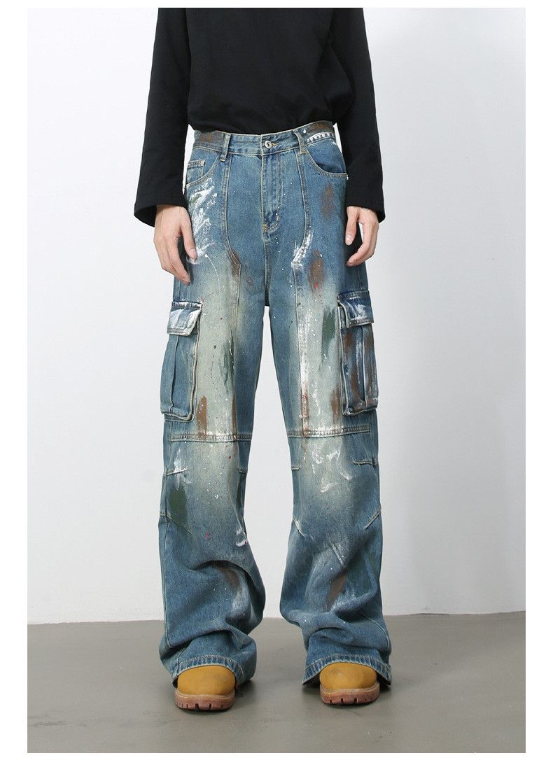 Vintage Men's street loose graffiti multi-pocket wide-leg jeans Size US 32 / EU 48 - 1 Thumbnail