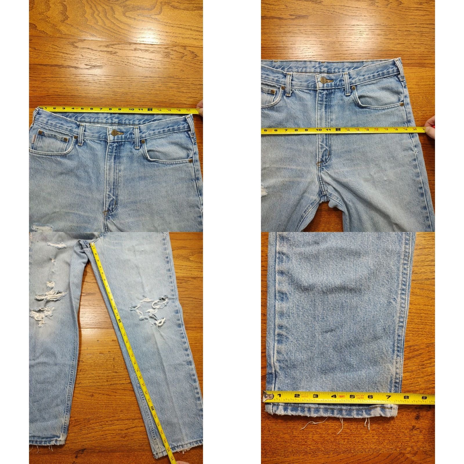 Carhartt VINTAGE Carhartt Jeans B17 32x29.5 Denim 5-Pocket Distressed Grunge Logo Blue Mens Regular Straight 90s USA Mexico Size US 32 / EU 48 - 9 Thumbnail