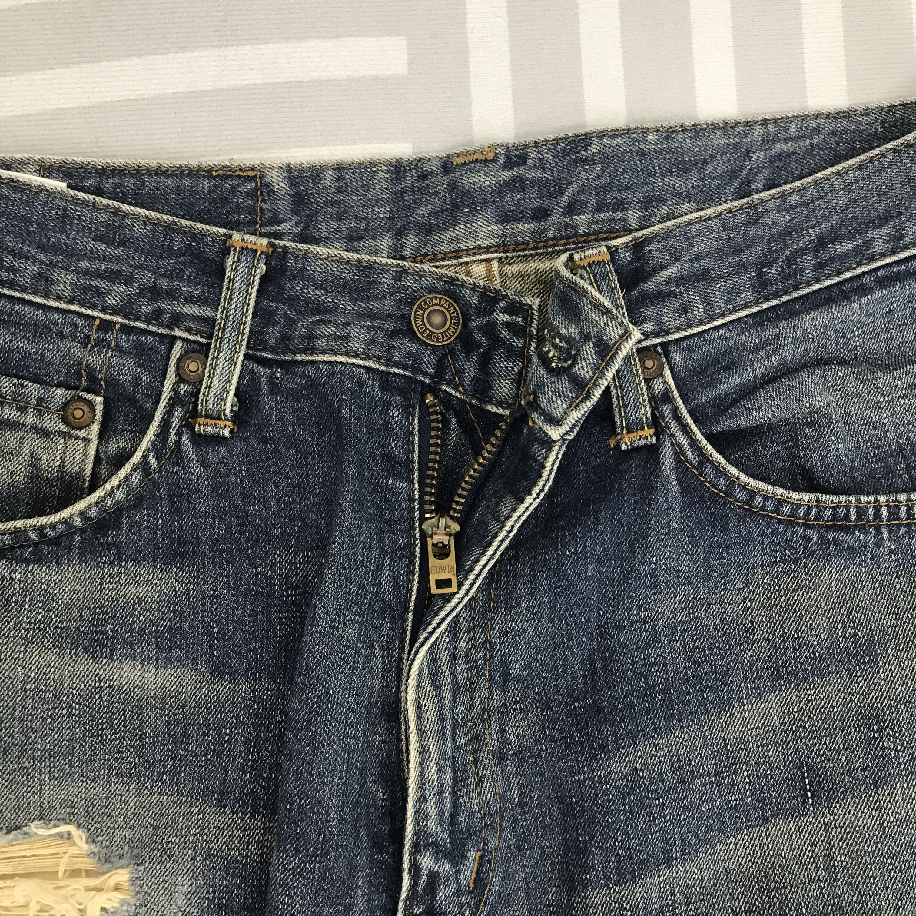 Edwin × Vintage Vintage Edwin Japan Distressed Denim jeans pants Size US 30 / EU 46 - 12 Thumbnail