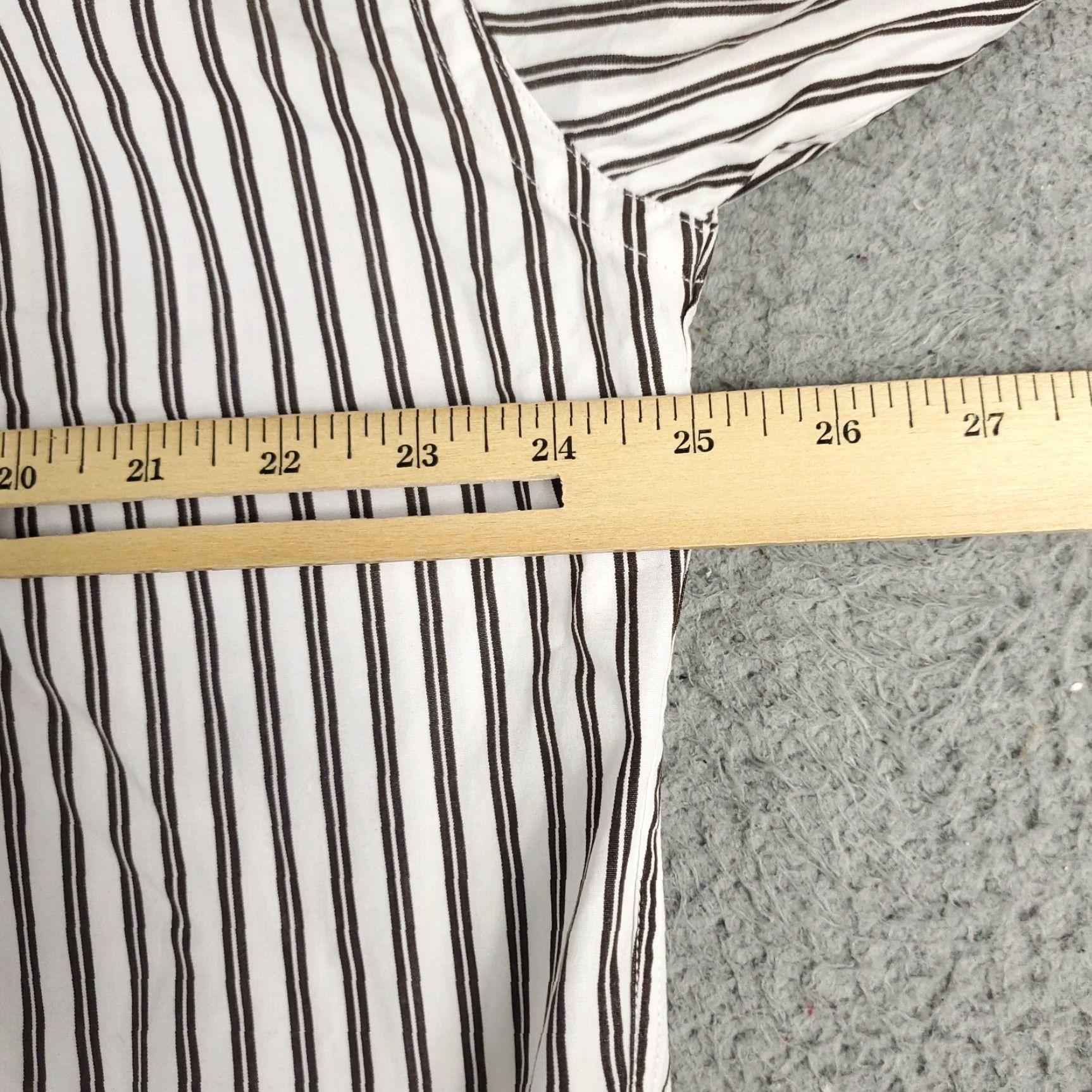 Tommy Hilfiger Tommy Hilfiger Shirt Mens XL White Brown Striped Button-Up Long Sleeve Casual Business Formal Party/Cocktail Workwear Size US XL / EU 56 / 4 - 5 Thumbnail
