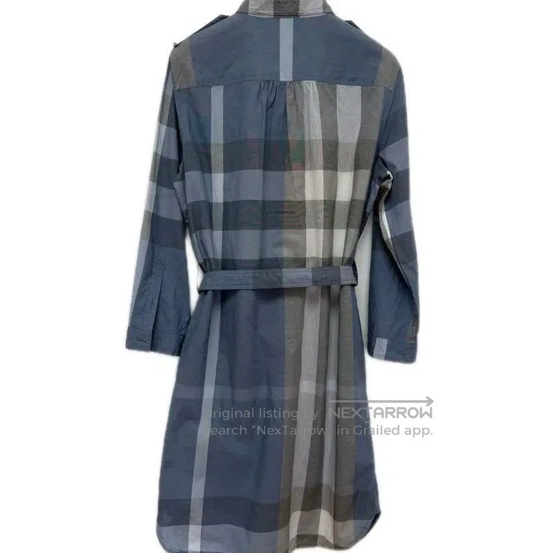 Burberry Burberry Light Blue Cotton Checked Dress. Size M / US 6-8 / IT 42-44 - 2 Thumbnail