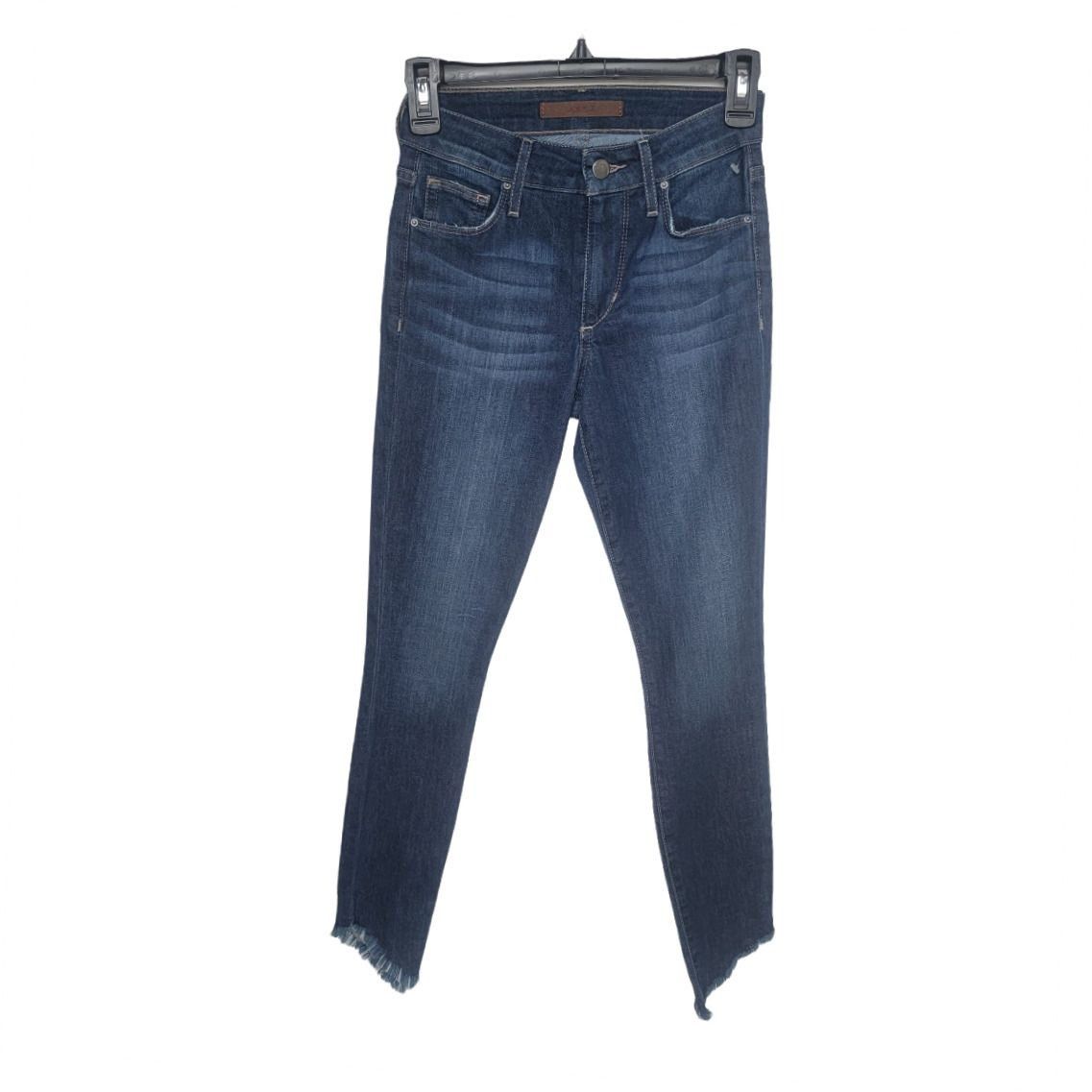 Joe's ❤️Joe's High Rise Skinny Ankle Jeans Dark Wash Diagonal Fray Size 40" / US 18 - 5 Thumbnail