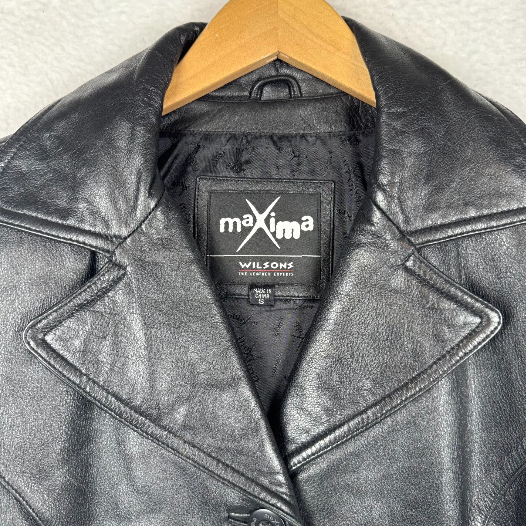 Vintage VINTAGE Maxima Women's Coat Motorcycle Jacket Black Leather 90s Y2K Mid-Length Long Sleeve S Black Women Mens? Size S / US 4 / IT 40 - 4 Thumbnail