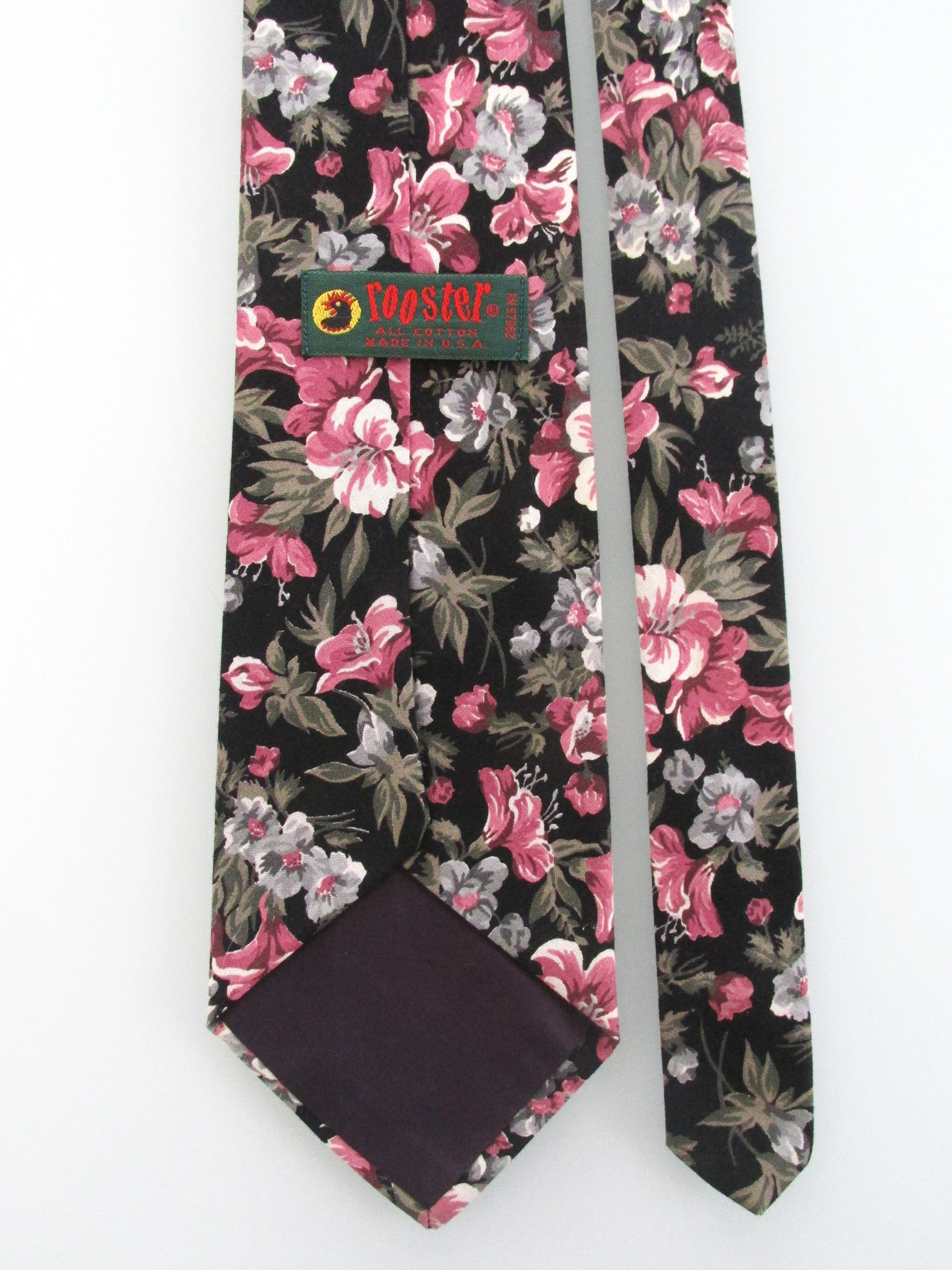 Vintage Rooster Vintage Men's Cotton Floral Ties Size ONE SIZE - 4 Thumbnail