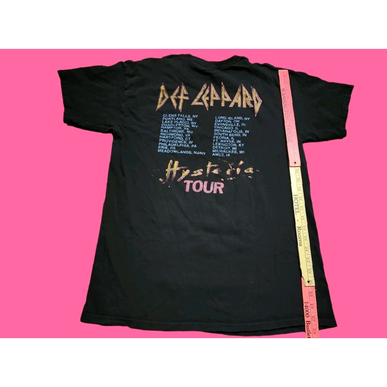 Vintage VINTAGE DEF LEPPARD Hysteria Tour 80s T-Shirt Mens Large Black Double-Sided Rock Music Size US L / EU 52-54 / 3 - 3 Thumbnail