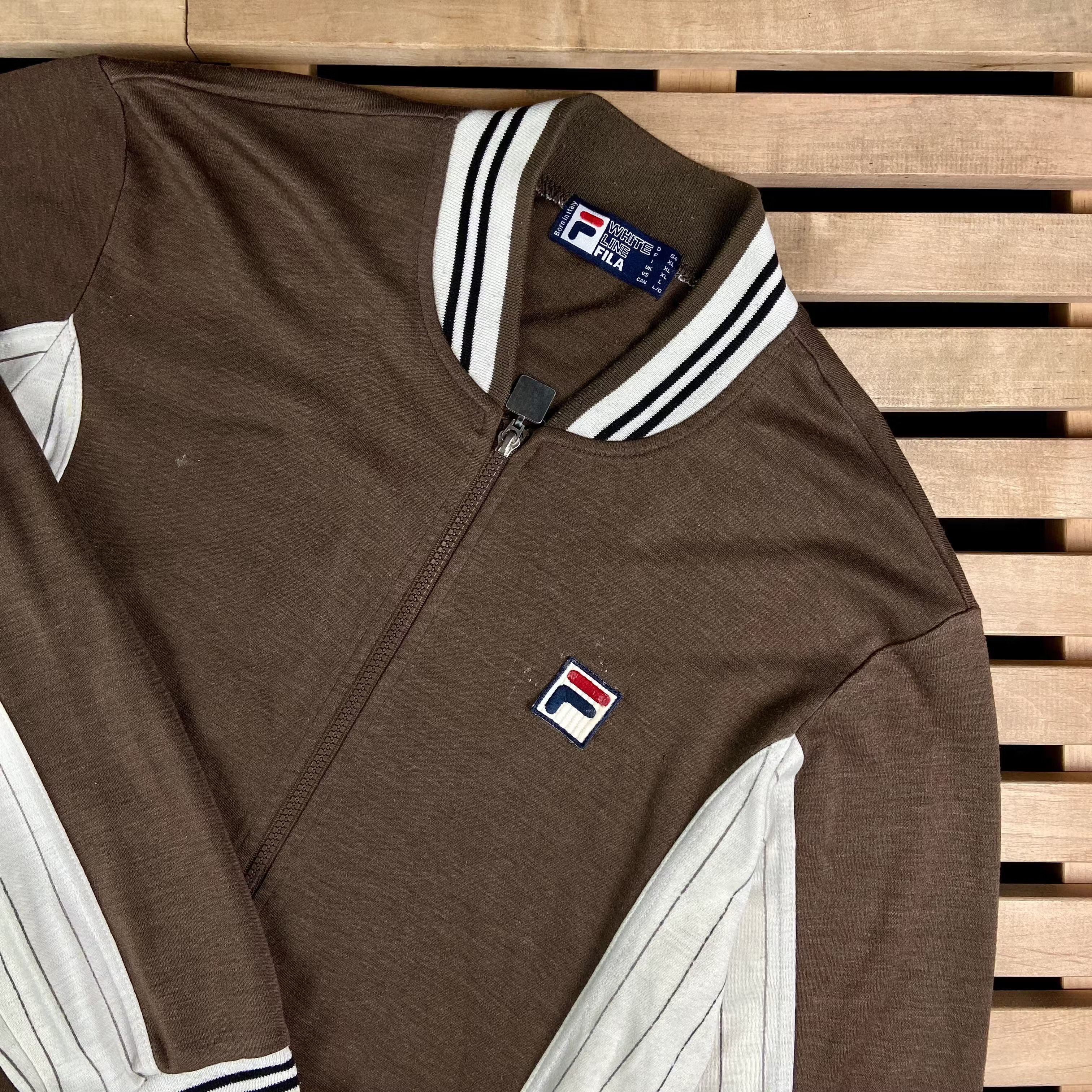 Fila × Vintage Mens Sweater Fila Bomber Vintage Size XL Full Zip Brown Size US XL / EU 56 / 4 - 2 Thumbnail