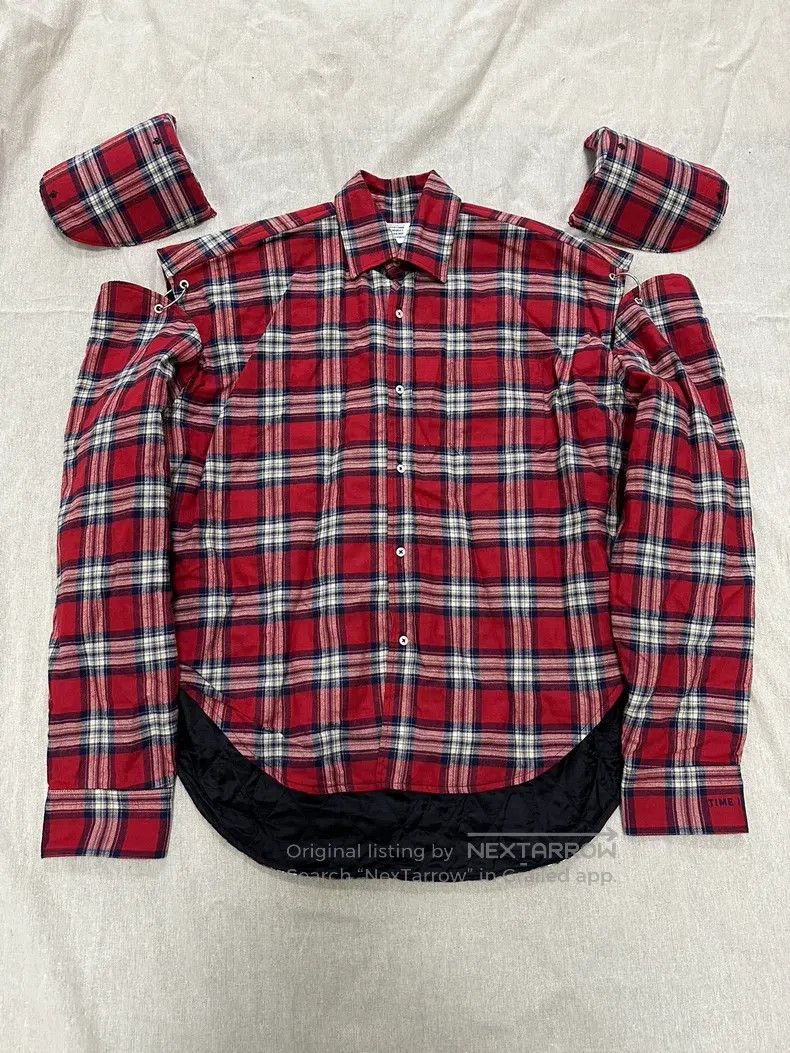 Vetements Sleeveless Iron Ring Plaid Shoulder Pad Flannel