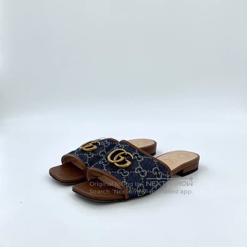 Gucci Gucci Dark blue logo jacquard casual slippers Size US 5.5 / IT 35.5 - 1 Thumbnail