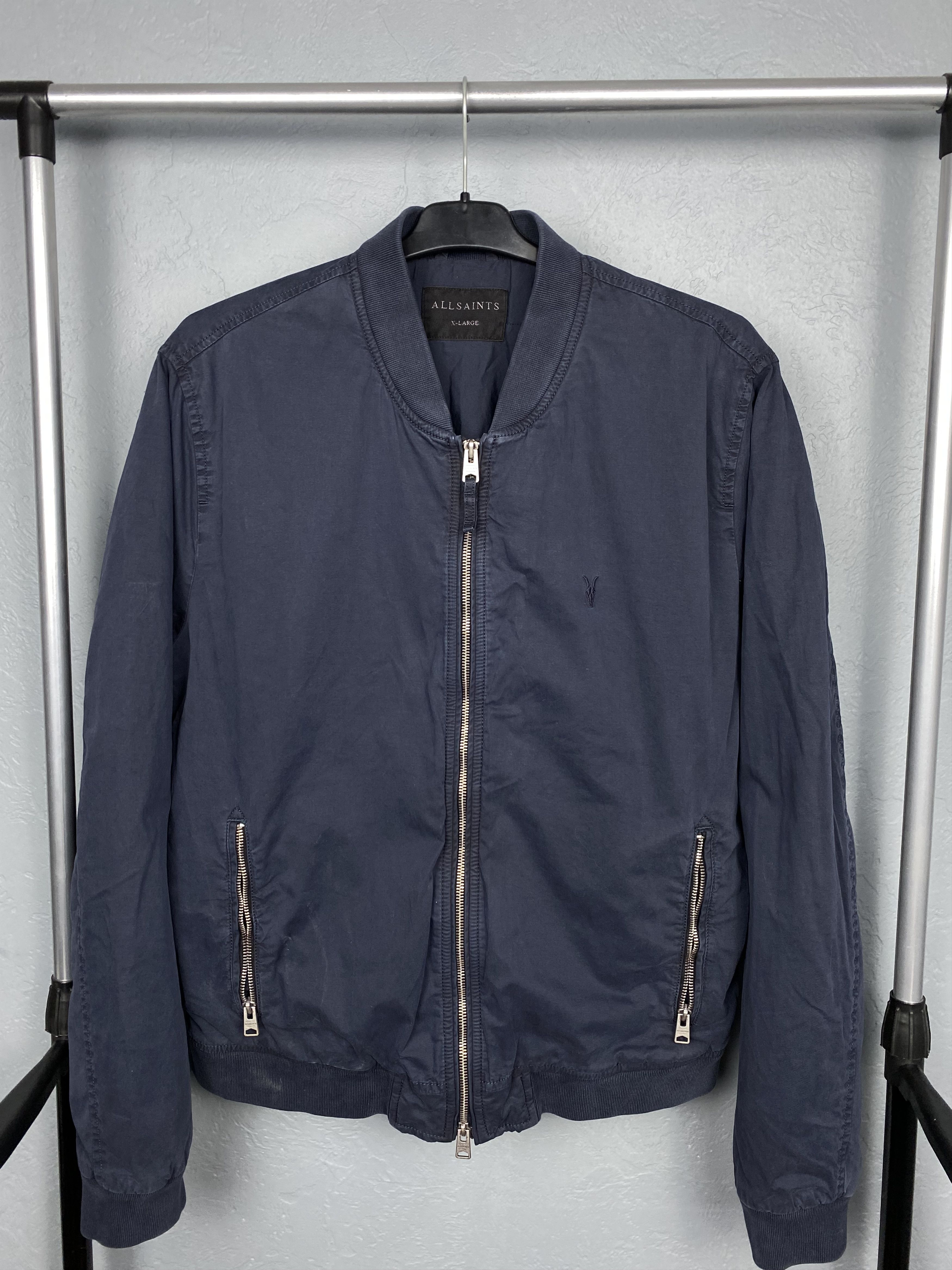 Allsaints Lows Mens Nylon Insulated Bomber Jacket Y2K