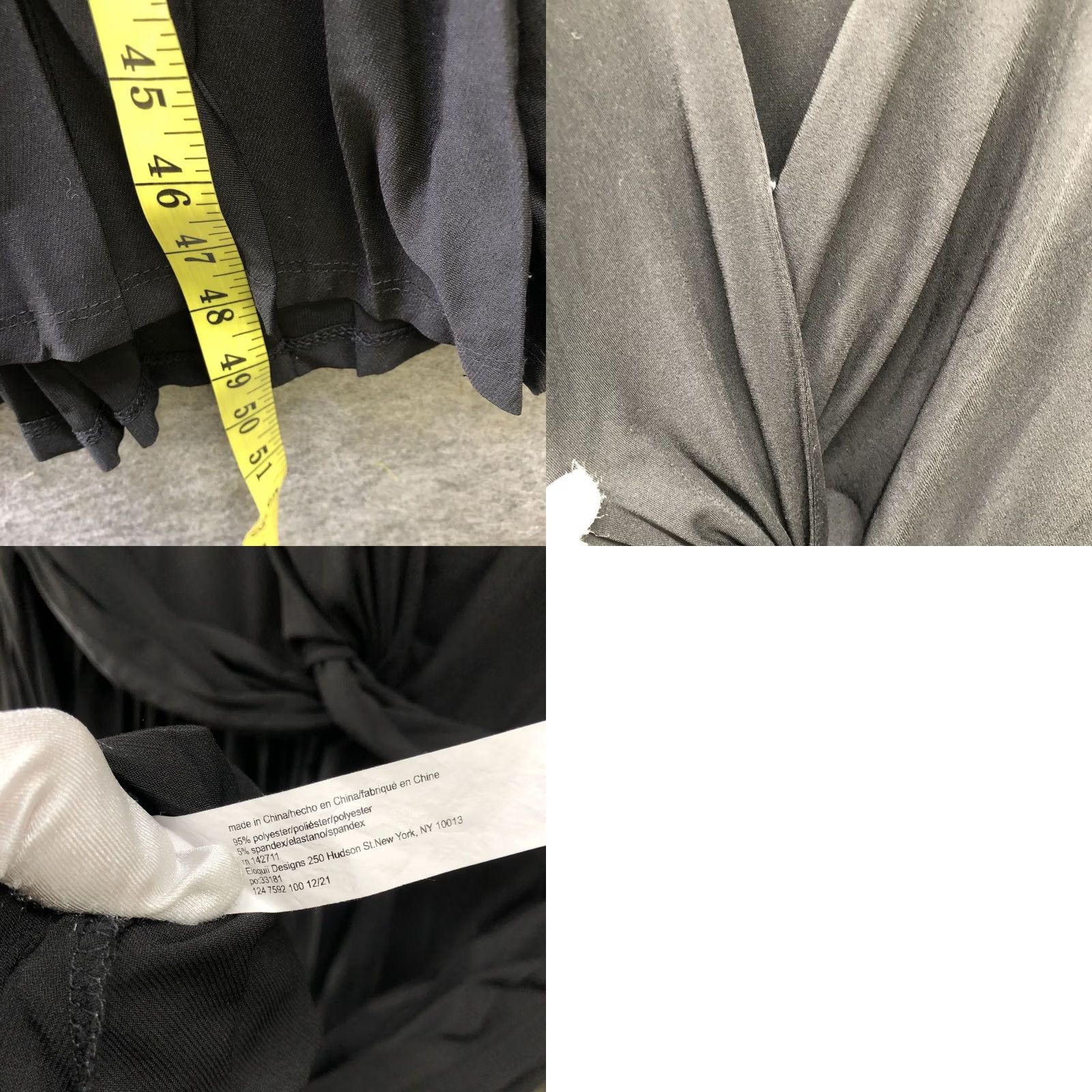 Vintage Eloquii Knot Front Pleated Skirt Dress Black Long Sleeve Knee Length 18 Plus Women A-Line V-Neck Jersey Knit Professional Wearable Dress Size XXL / US 16-18 / IT 52-54 - 8 Thumbnail