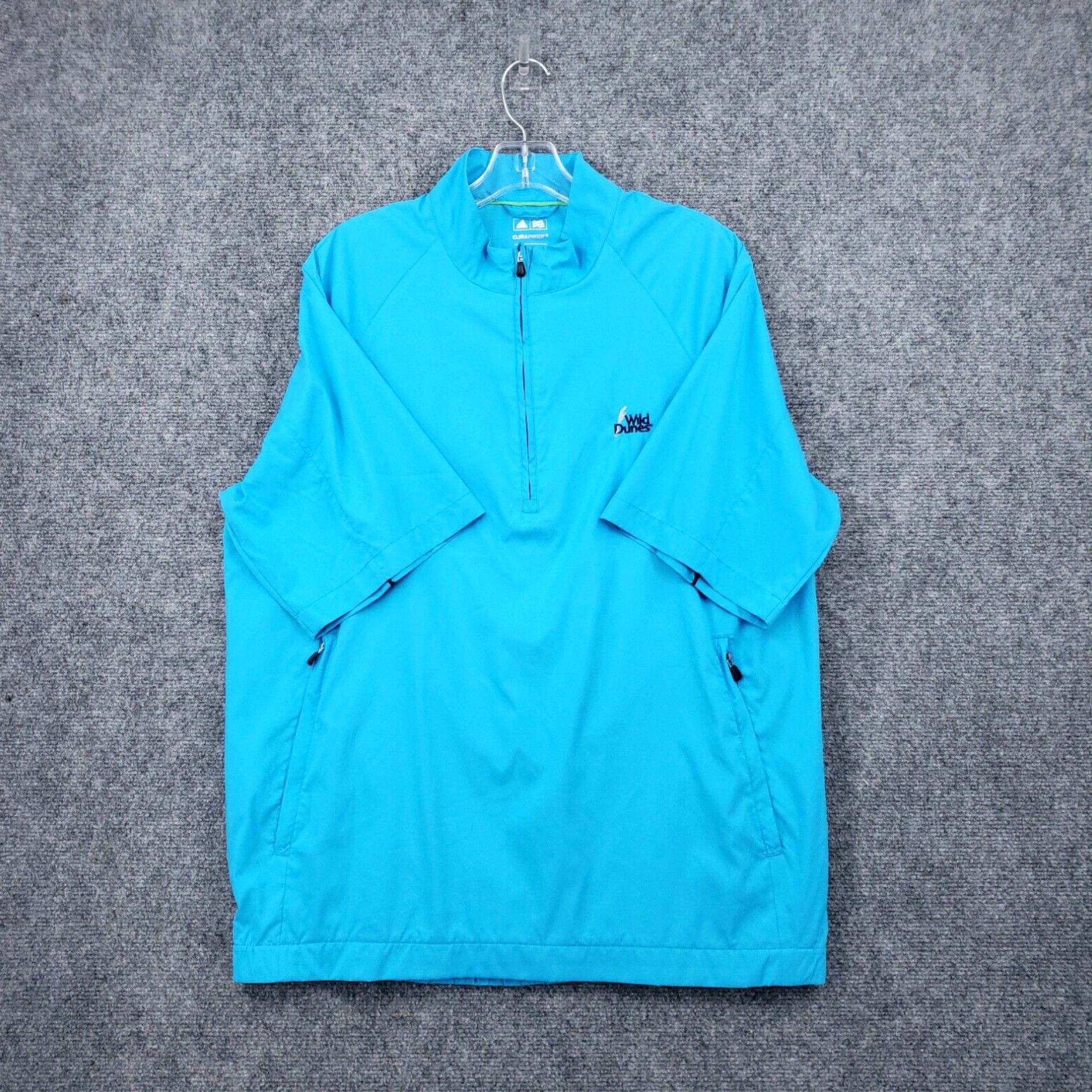 Adidas Men s Medium Blue Short Sleeve Pullover Golf Quarter Zip Windbreaker by Adidas Grailed