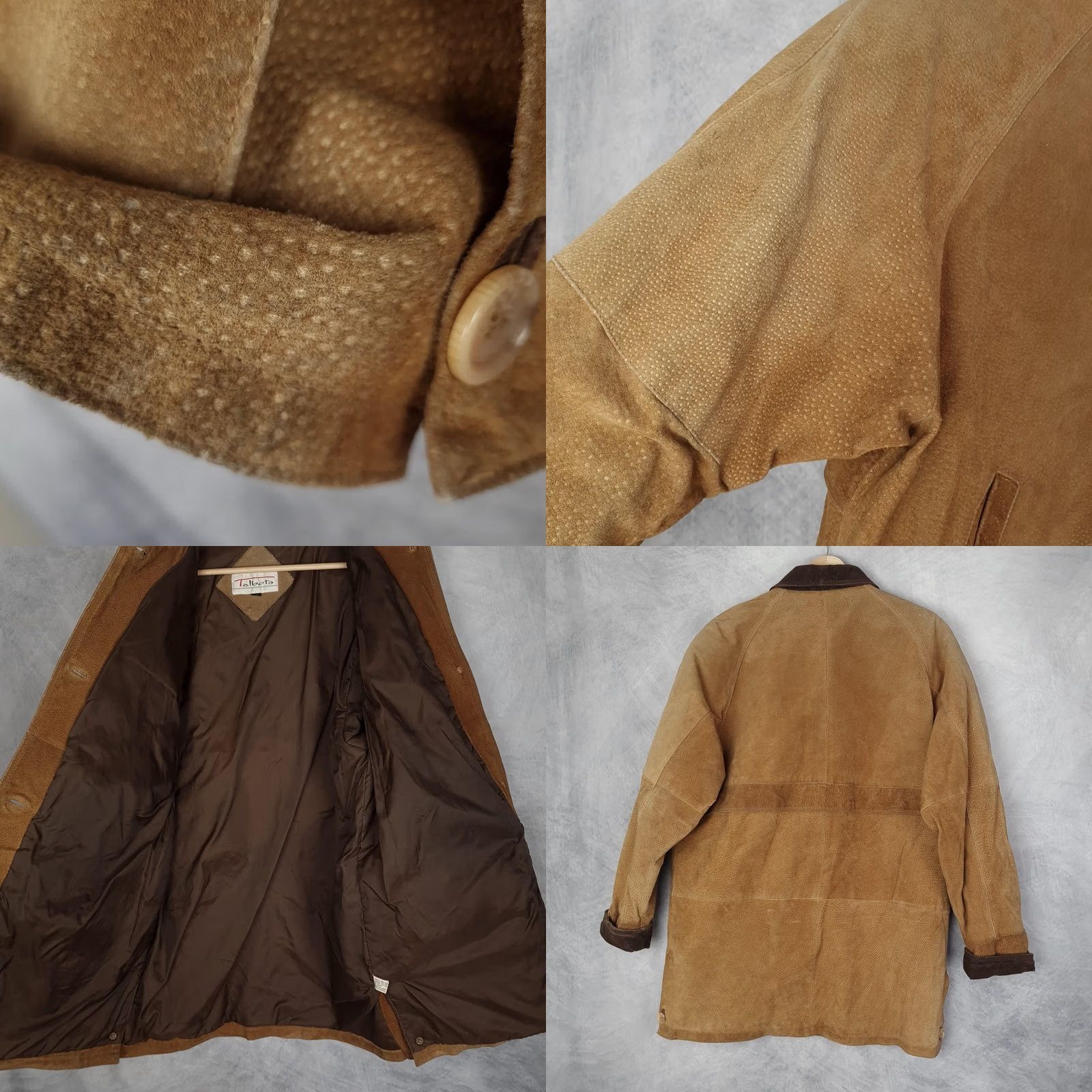 Talbots VINTAGE Talbots Coat Suede Leather Overcoat Women Medium Brown Corduroy Collar Pockets Button Front Size M / US 6-8 / IT 42-44 - 9 Thumbnail
