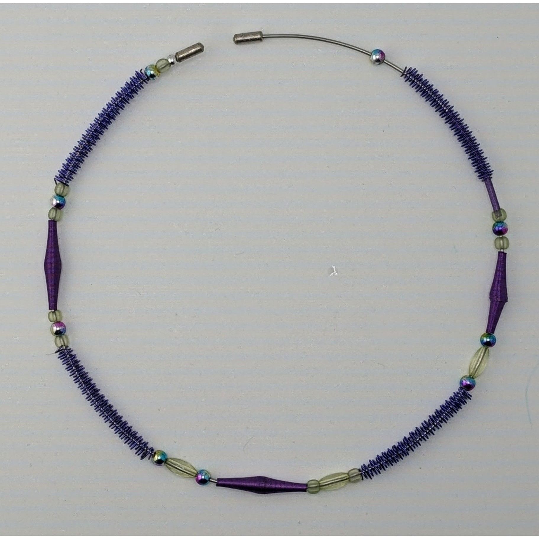 Handmade Handmade Purple Wire Wrapped Beaded Necklace With Spiral Wir Size ONE SIZE - 5 Thumbnail