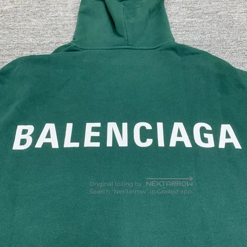 Balenciaga Balenciaga Green Back Logo Hooded Sweatshirt Size US M / EU 48-50 / 2 - 8 Thumbnail