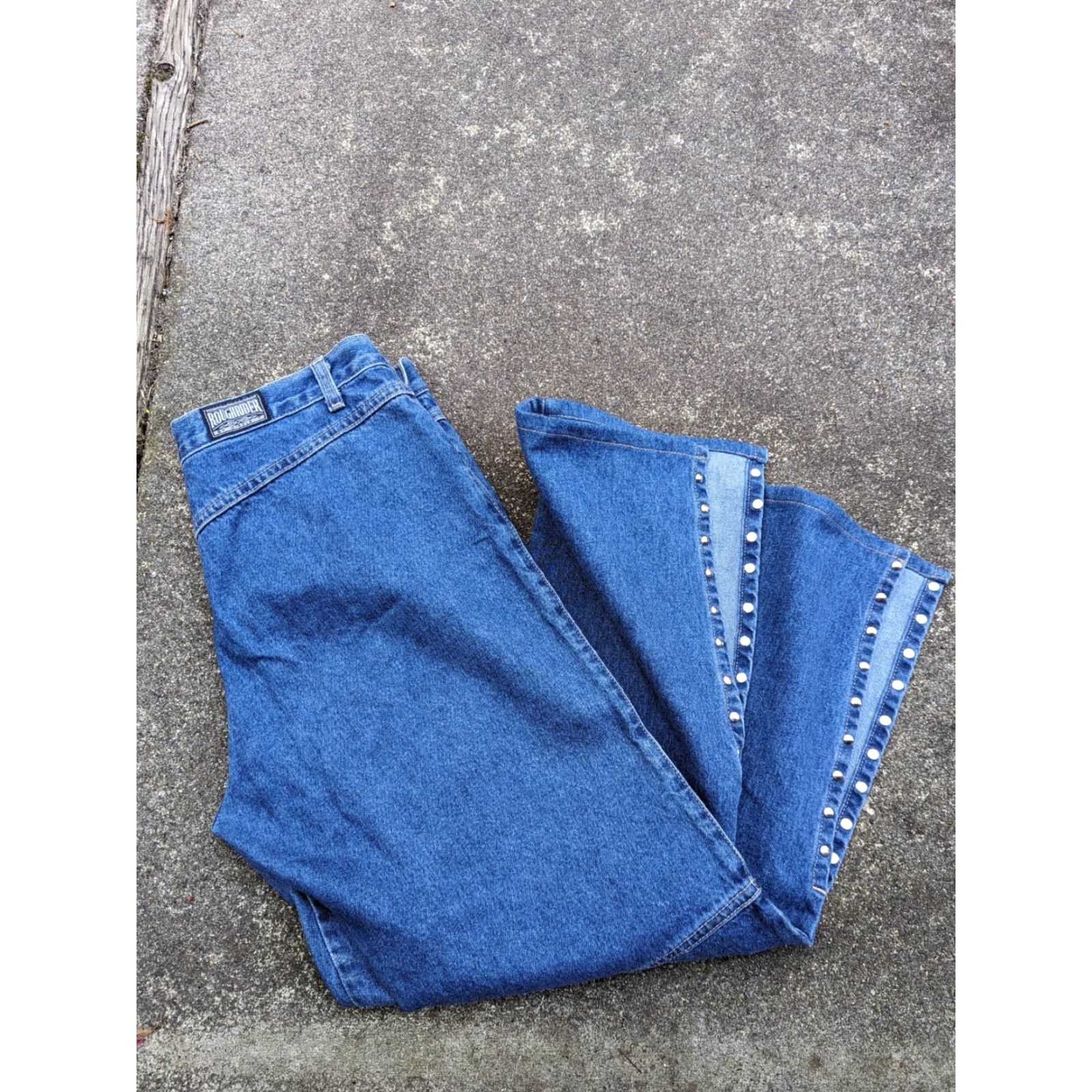 Denime VINTAGE Circle T Roughrider Jeans Denim 30" Inseam Women High Rise Studded Western 14 30" Blue Size 36" / US 14 / IT 50 - 2 Thumbnail
