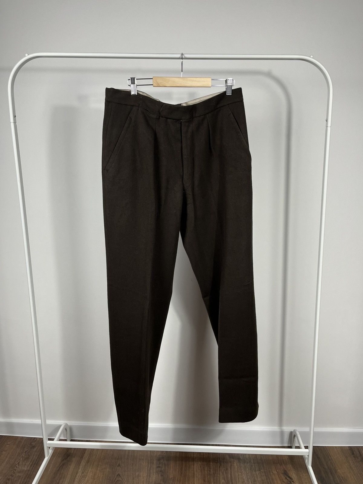 Other Vintage Wool Trousers Dark Brown High Waist Tailored Pants Size US 36 / EU 52 - 1 Thumbnail