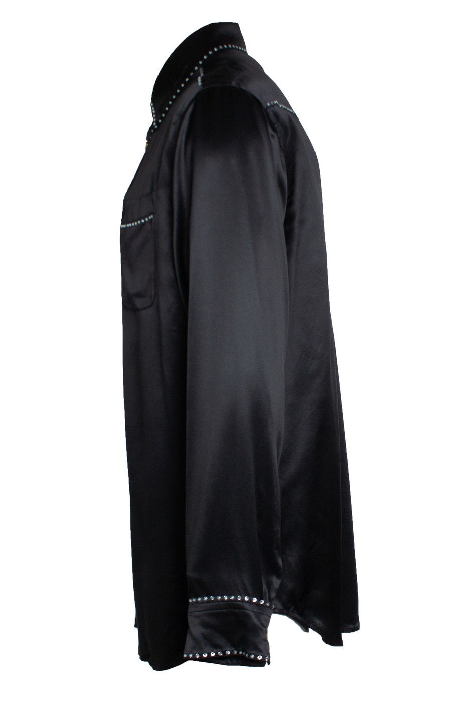 Versace Versace, Black satin shirt with rhinestones Size US M / EU 48-50 / 2 - 2 Thumbnail