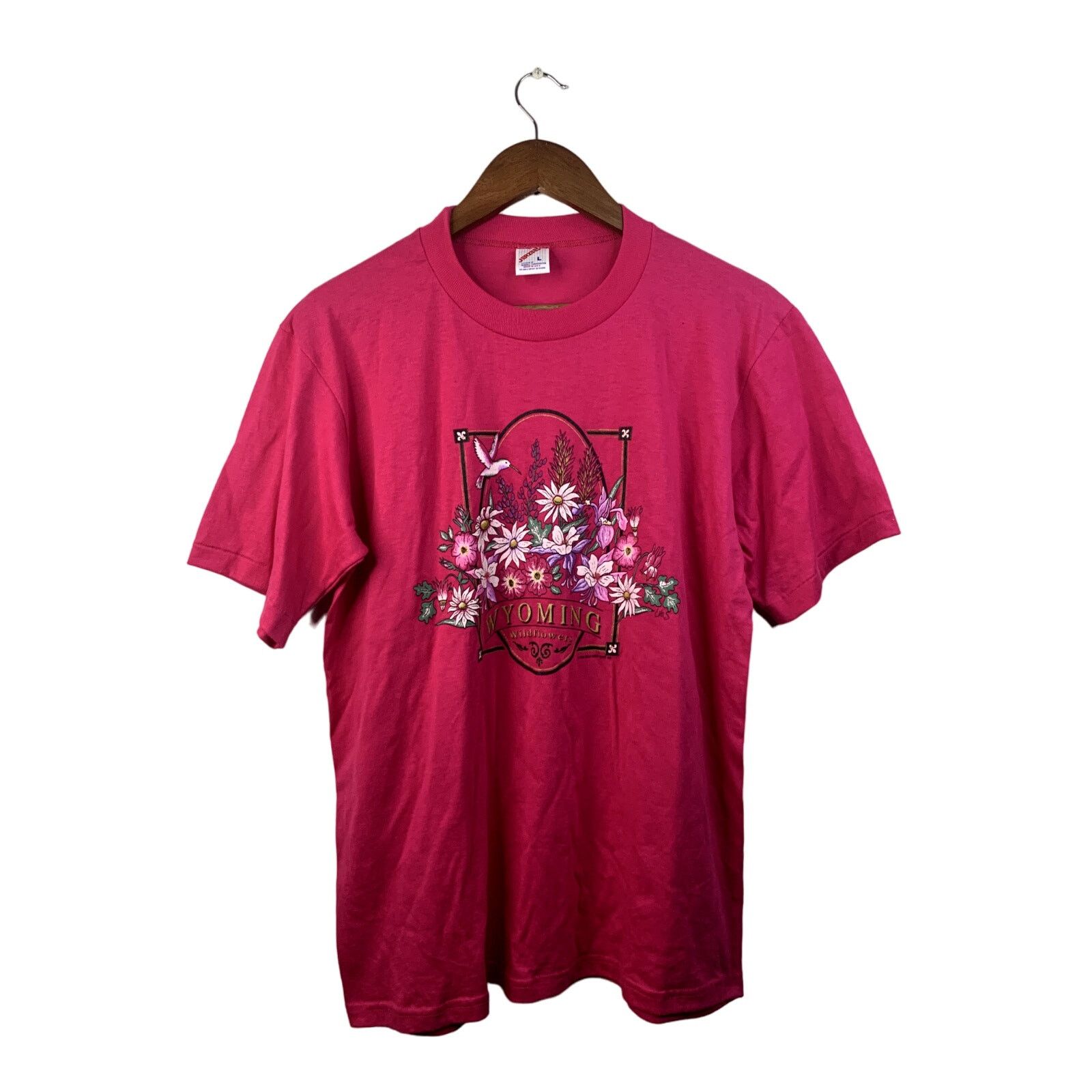 Jerzees Vintage Wyoming Flower Shirt Wildflowers Pink L 90s VTG Size US L / EU 52-54 / 3 - 1 Thumbnail