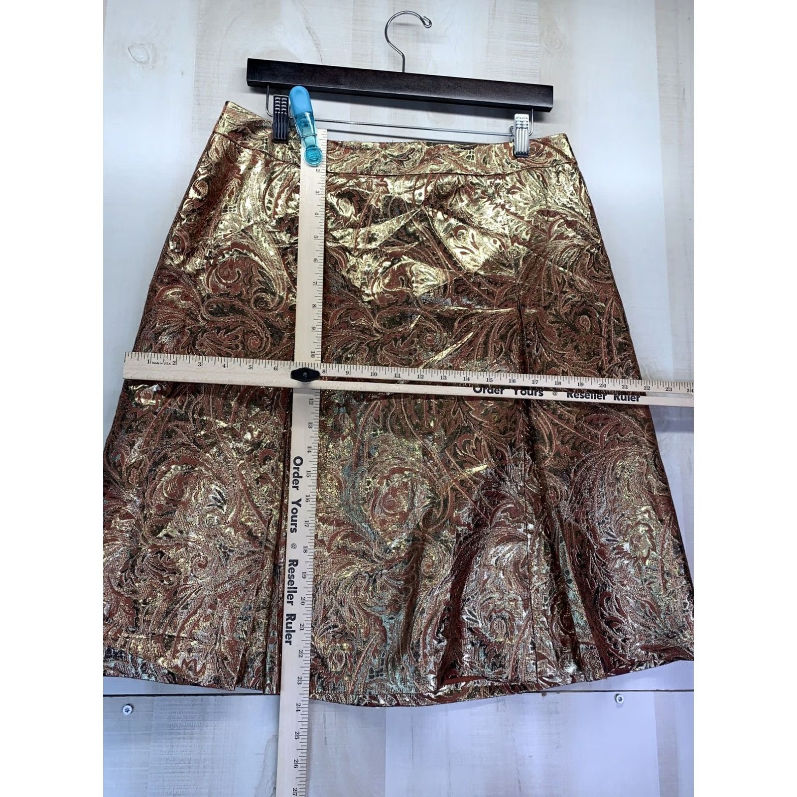 Ellen Tracy Ellen Tracy Skirt Women’s 12 Bronze Gold Pleated Metallic Skirt-4228 Size 34" / US 12 / IT 48 - 3 Thumbnail