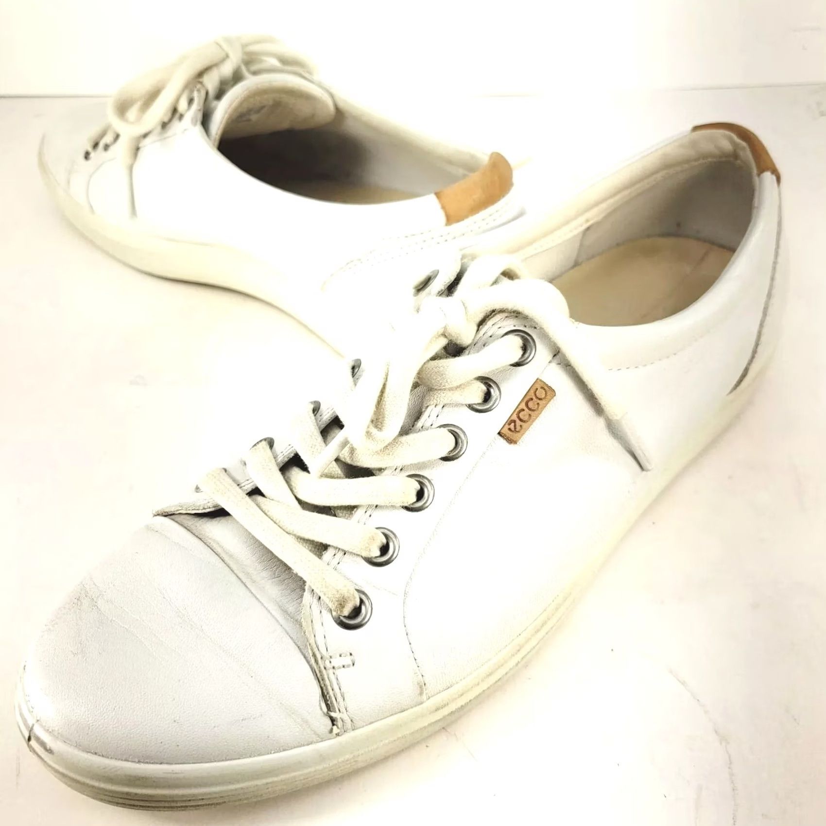 Ecco Ecco Soft 7 Womens Shoes Size 9 White Leather Lace Up Low Top Comfort Sneakers Size M / US 6-8 / IT 42-44 - 2 Thumbnail