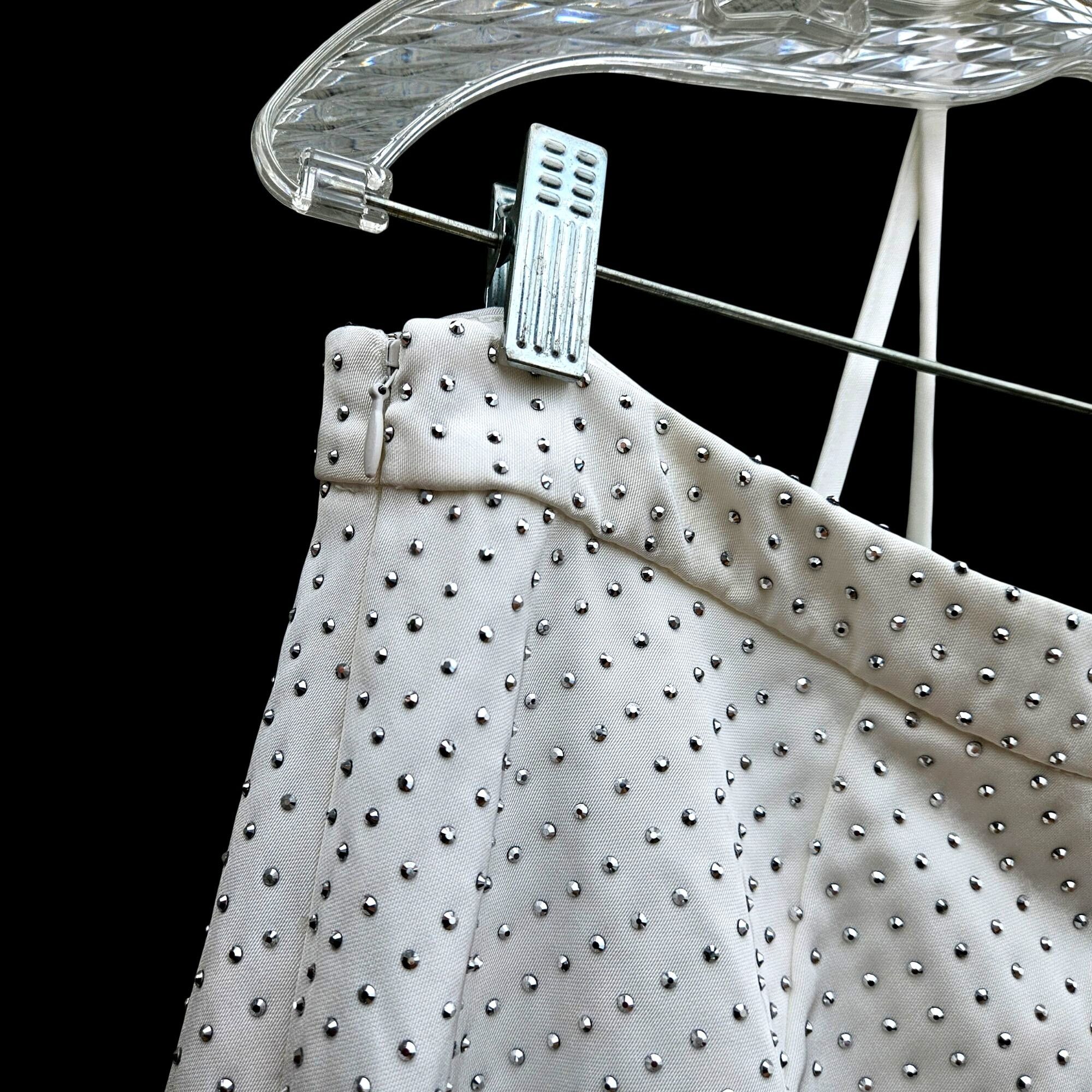 Other Nadine Merabi White Rhinestone Kira Two-Piece Set Top L Pant Size 36" / US 14 / IT 50 - 13 Thumbnail