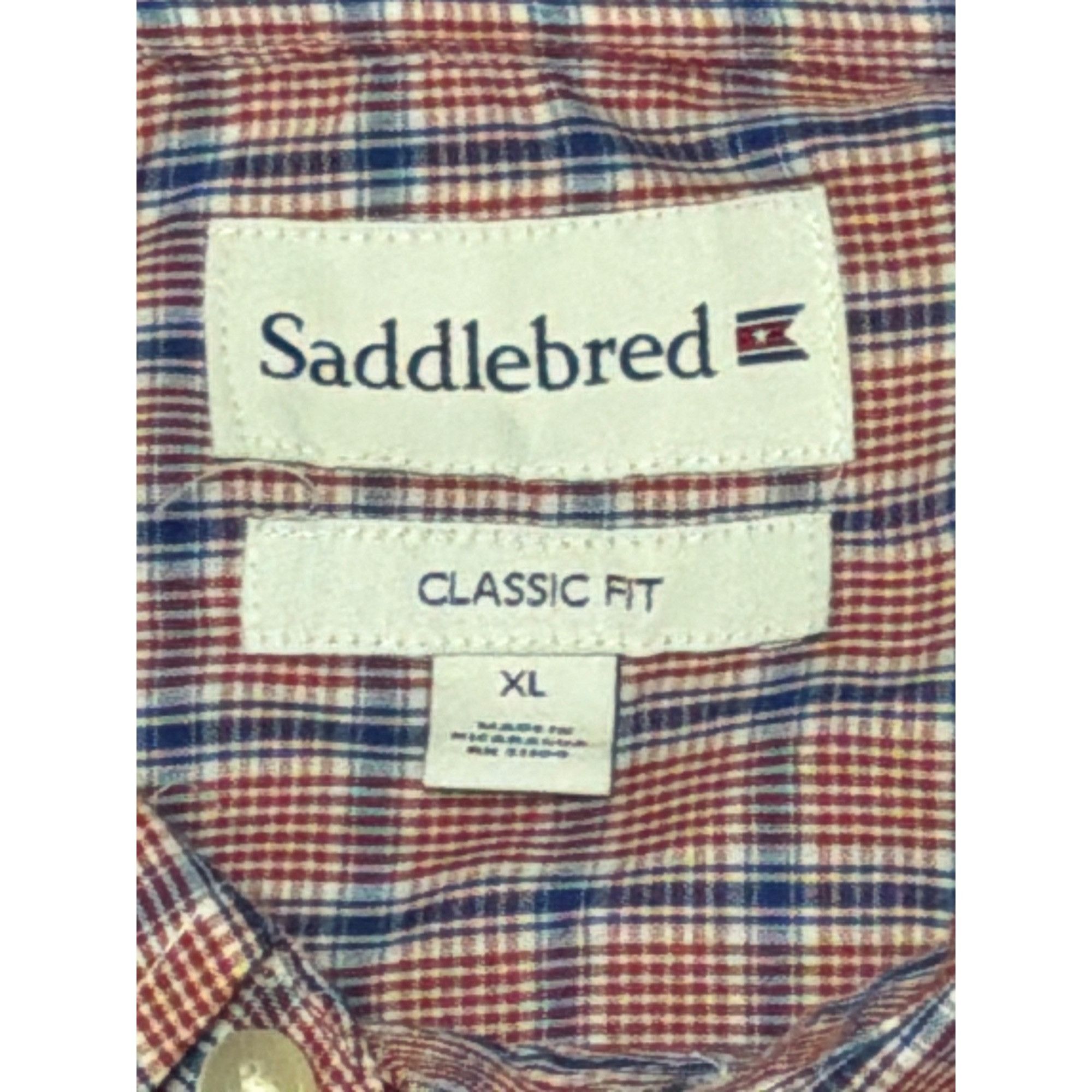 Saddlebred Saddlebred Mens Classic Fit Button Down Plaid Shirt Red Whit Size US XL / EU 56 / 4 - 4 Thumbnail