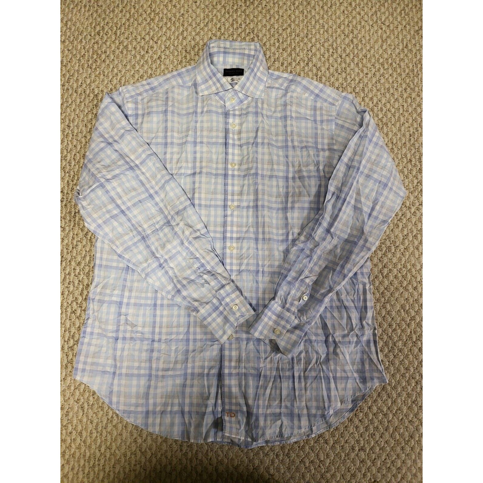 Thomas Dean Thoms Dean Mens Dress Shirt Size Large. Blue Check Size US L / EU 52-54 / 3 - 1 Thumbnail