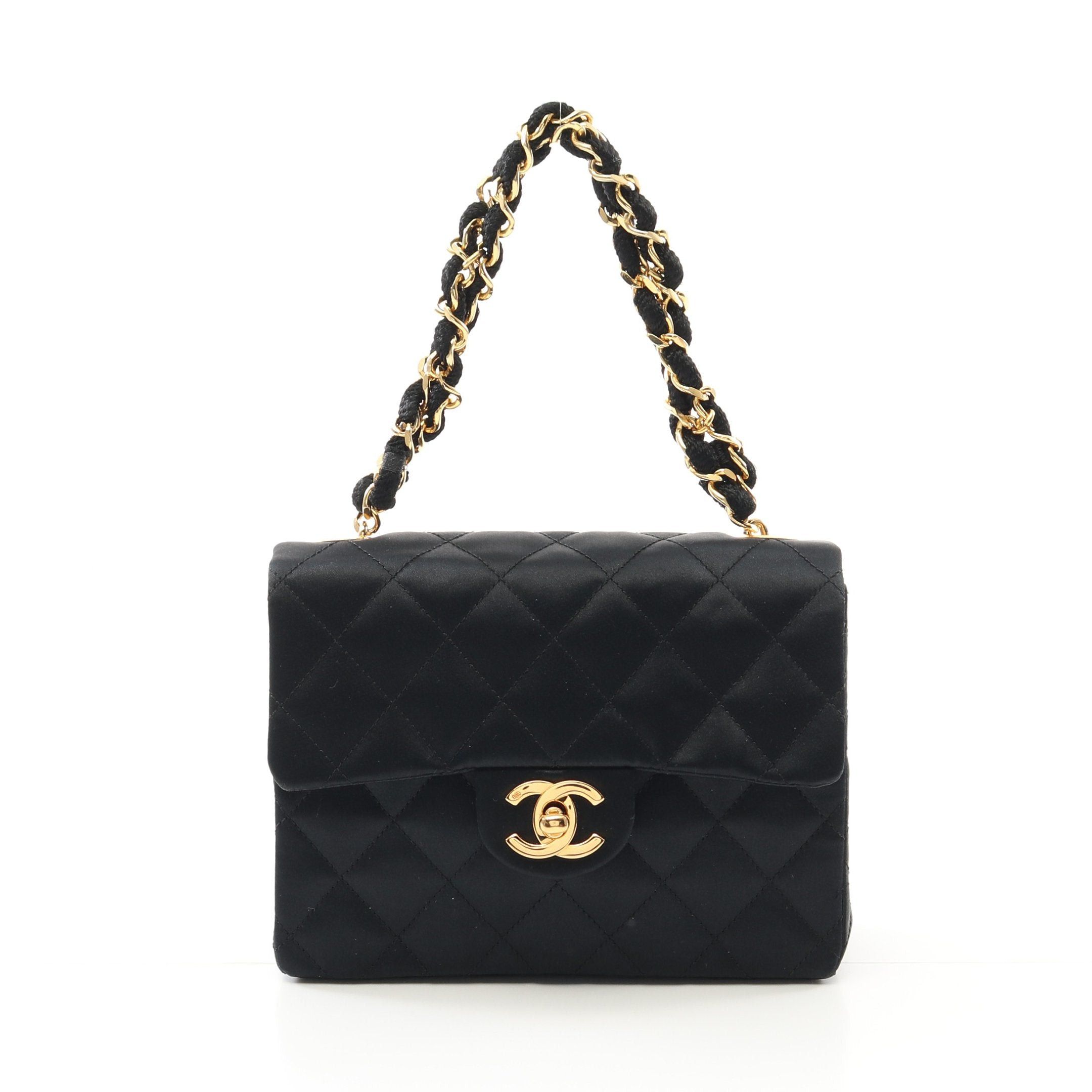 Chanel Chanel Mini Matelasse Chain Handbag Satin Black Gold Hardware Size ONE SIZE - 1 Thumbnail
