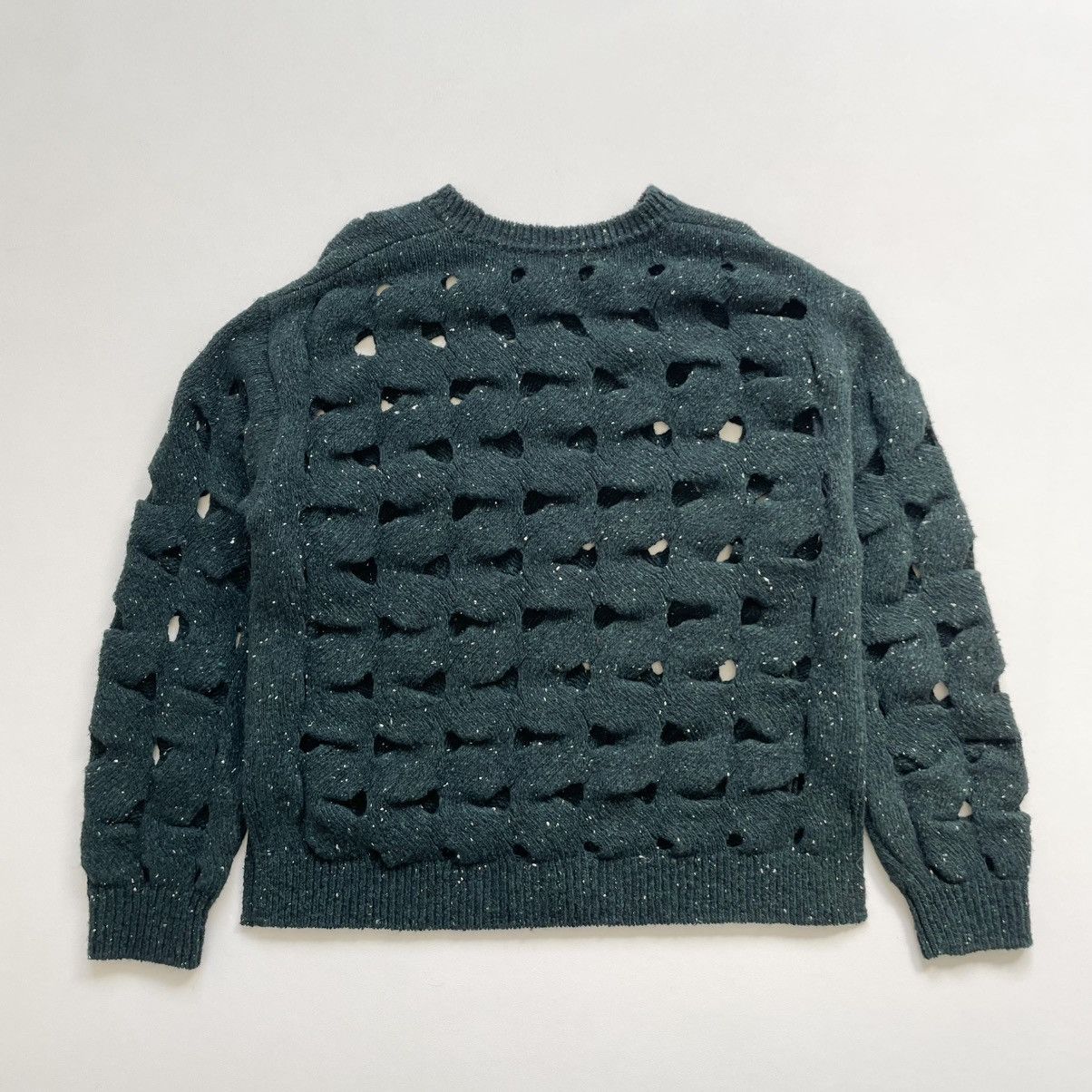 Issey Miyake Forest Green Cut Out Wool ‘Nest Knit’ Size US M / EU 48-50 / 2 - 15 Thumbnail