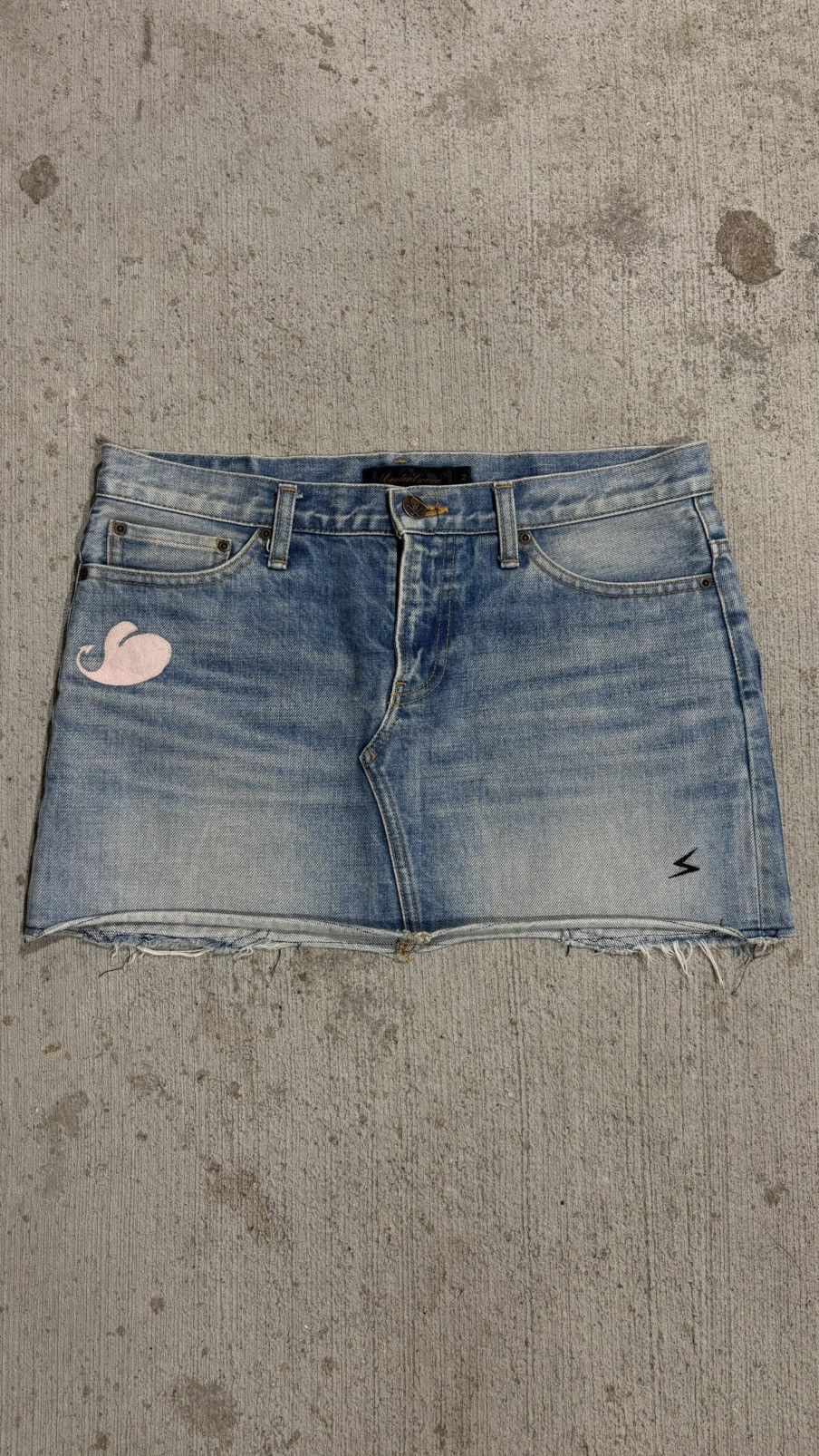 Undercover Undercover AW2005 Arts & Craft Boro Heart Denim Skirt Size 31" - 1 Thumbnail