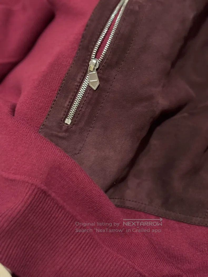 Hermes Hermes Wool and Sheepskin Burgundy Crewneck Sweater Size US M / EU 48-50 / 2 - 5 Thumbnail