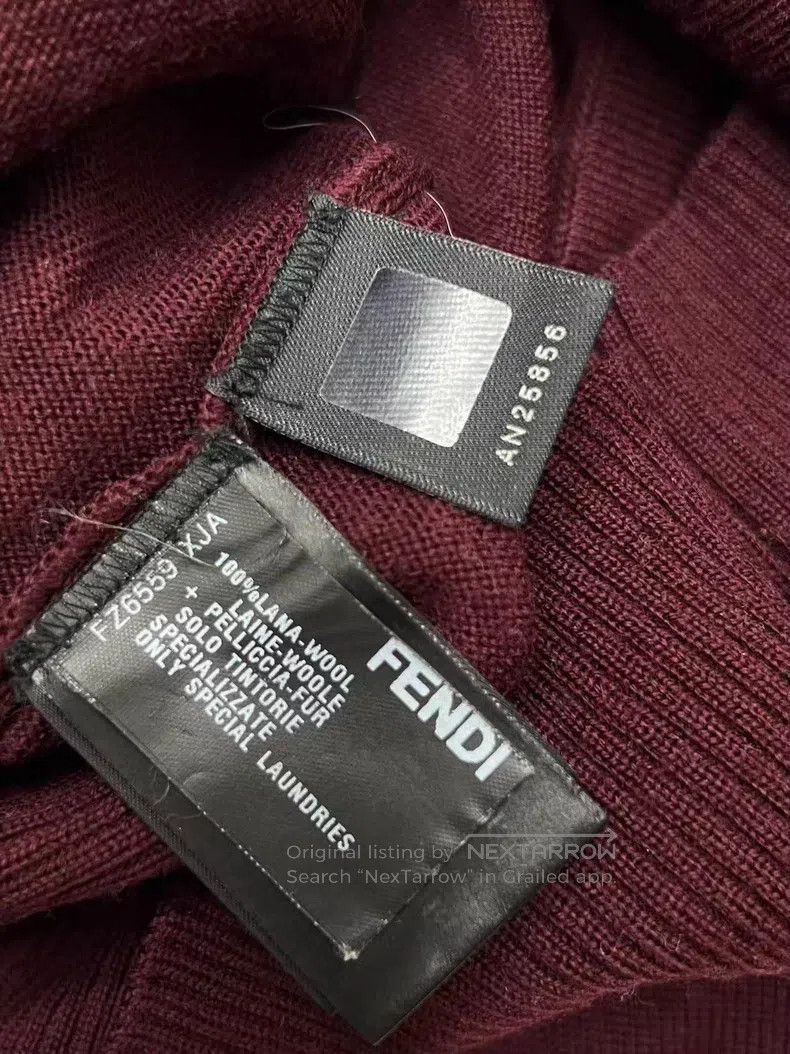 Fendi Fendi Classic fur-trimmed short-sleeve wool-knit sweater Size XS / US 0-2 / IT 36-38 - 4 Thumbnail