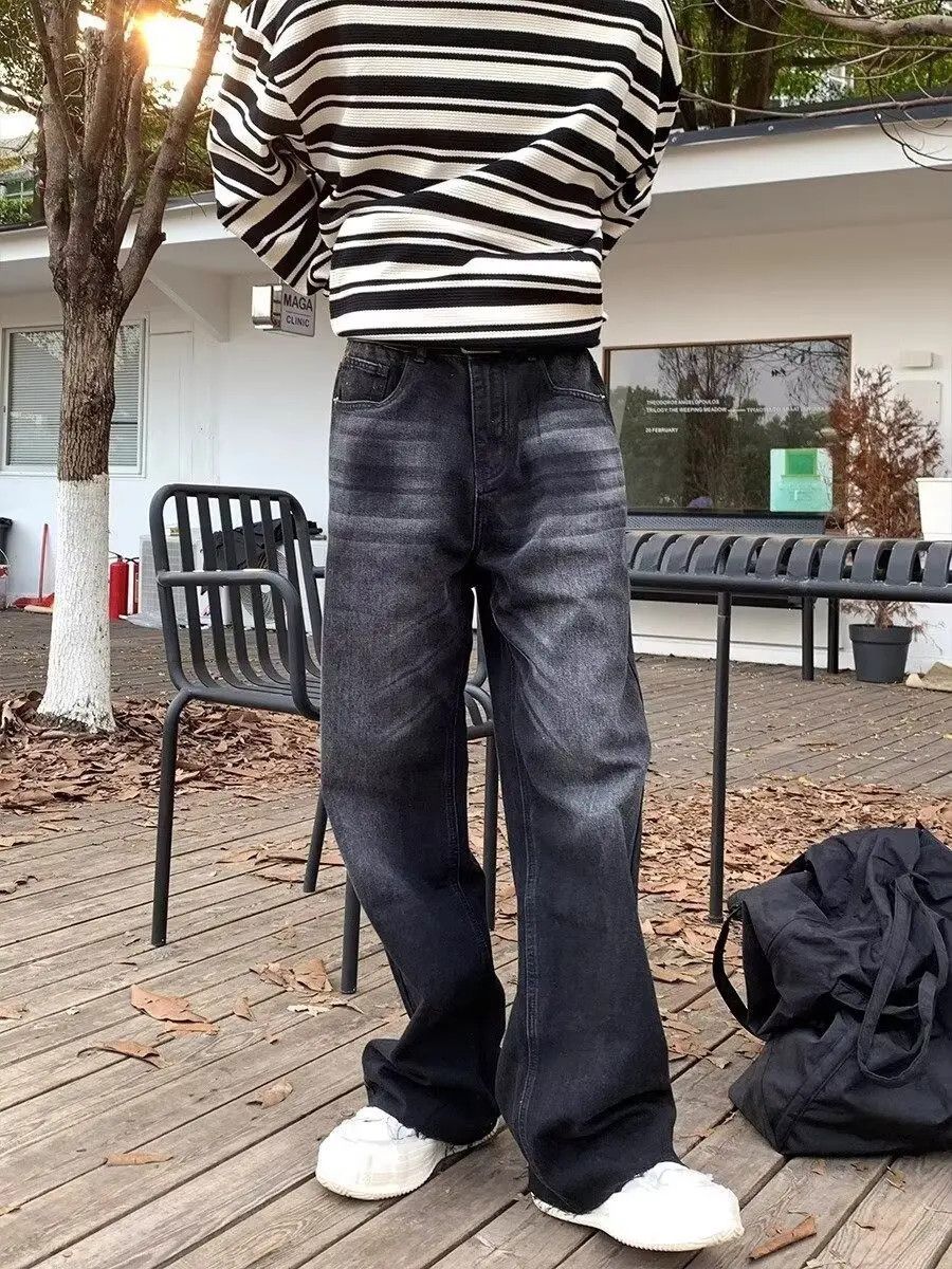 Japanese Brand × Jean Black Faded Wash Stacked Denim Jeans Size US 34 / EU 50 - 3 Thumbnail