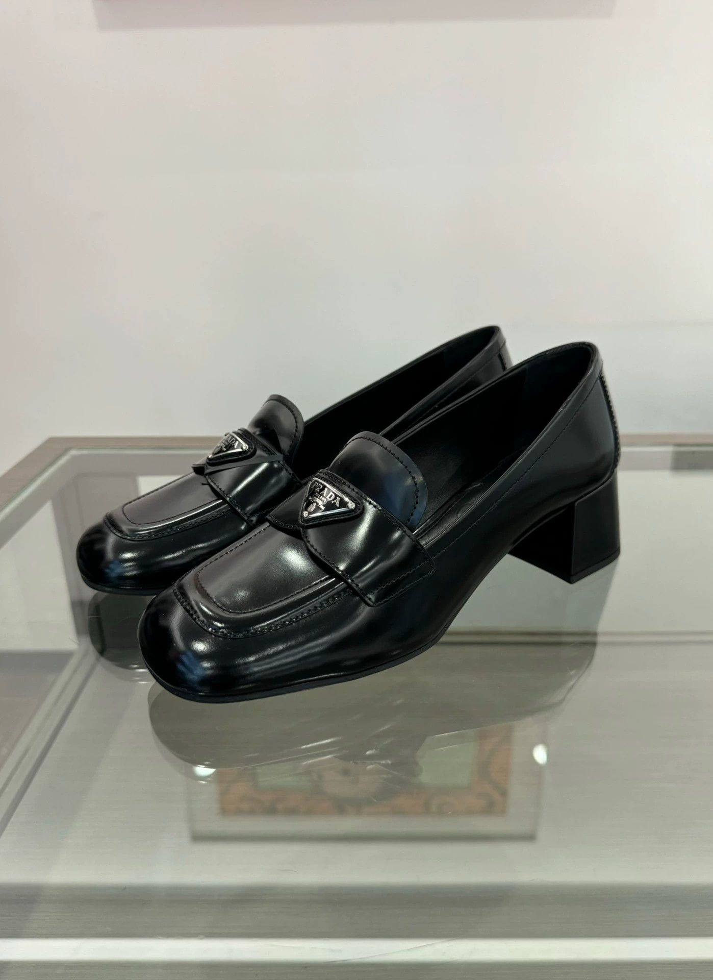 Prada Prada black triangular logo loafers Size US 7.5 / IT 37.5 - 4 Thumbnail