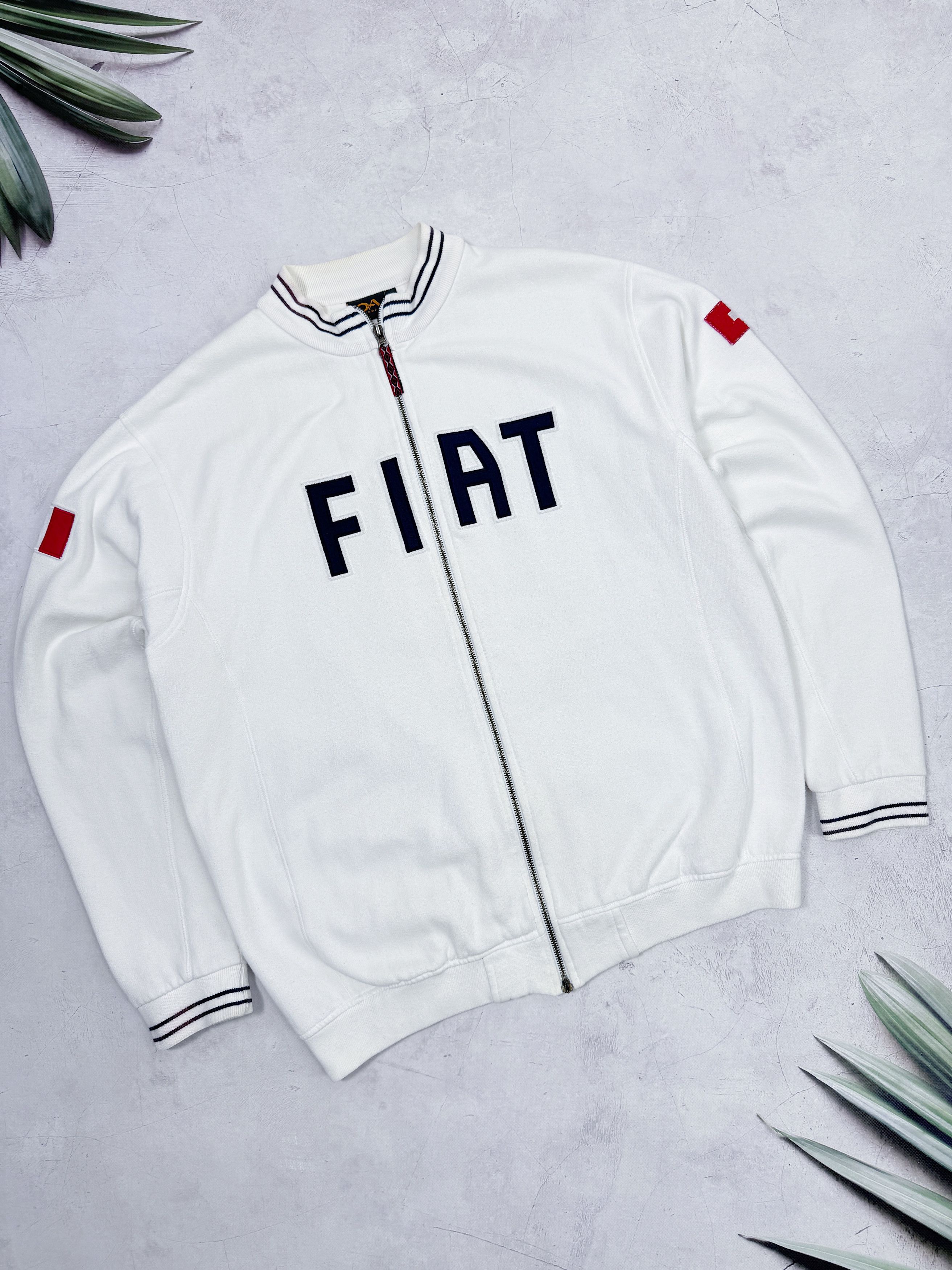 NASCAR × Vintage Fiat Sweatshirt Full Zip Italy & Swiss Flag Size US XL / EU 56 / 4 - 1 Thumbnail